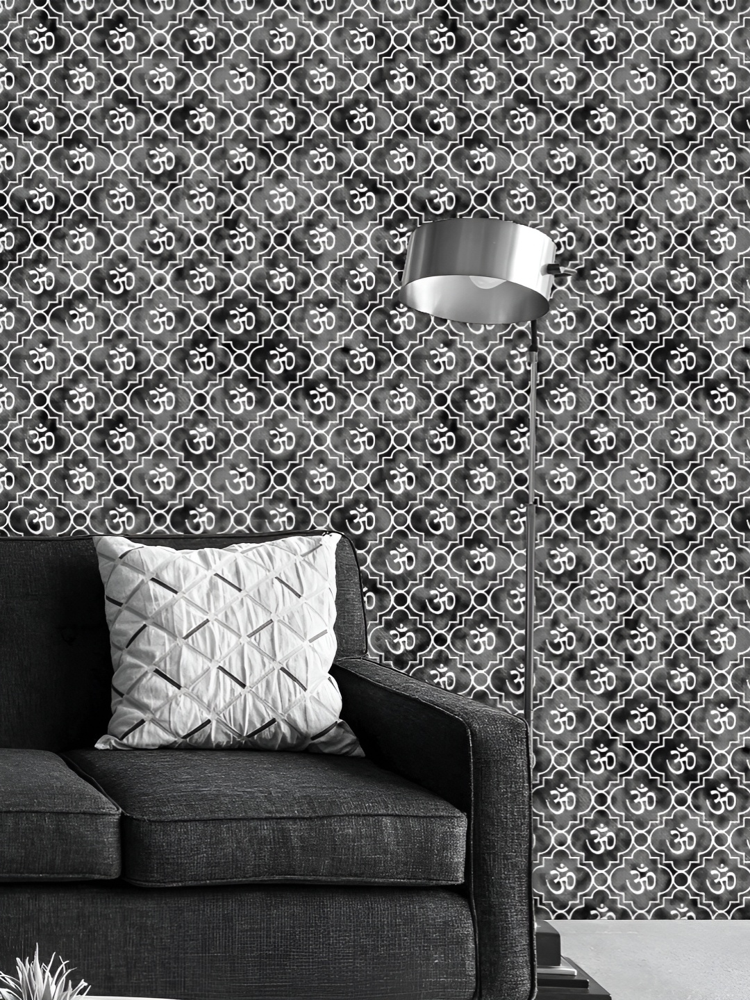 

ArtzFolio Printed UV-Resistant Anti-Bacterial Monochrome Hindu Aum Peel & Stick Wallpaper, Multi