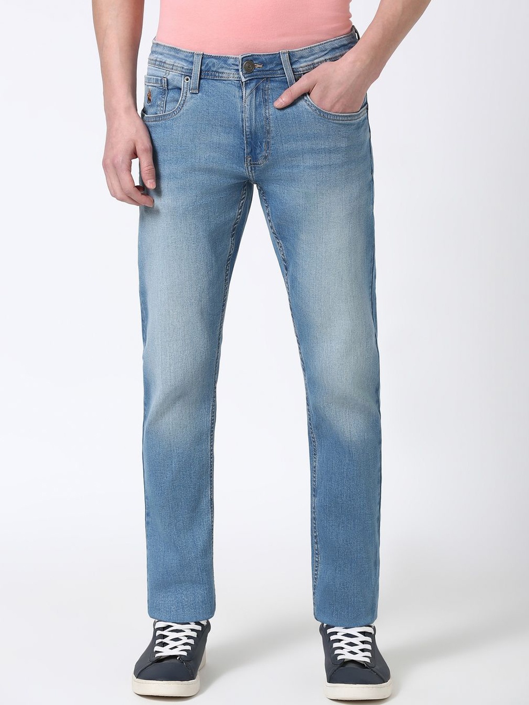 

Peter England Casuals Men Slim Fit Heavy Fade Jeans, Blue