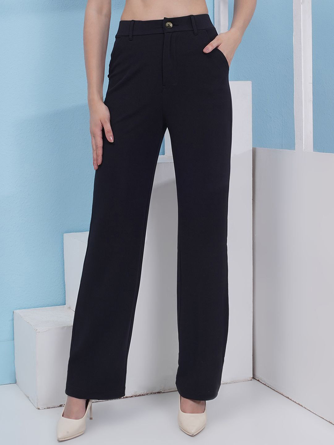 

PUELLA Women Original High-Rise Wrinkle Free Formal Trousers, Black