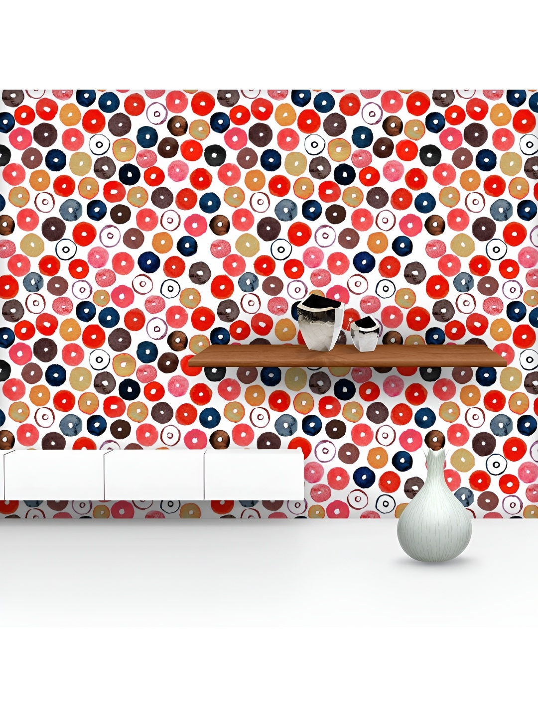 

ArtzFolio Printed UV-Resistant Anti-Bacterial Multicolored Polka Dots Peel & Stick Wallpaper, Multi