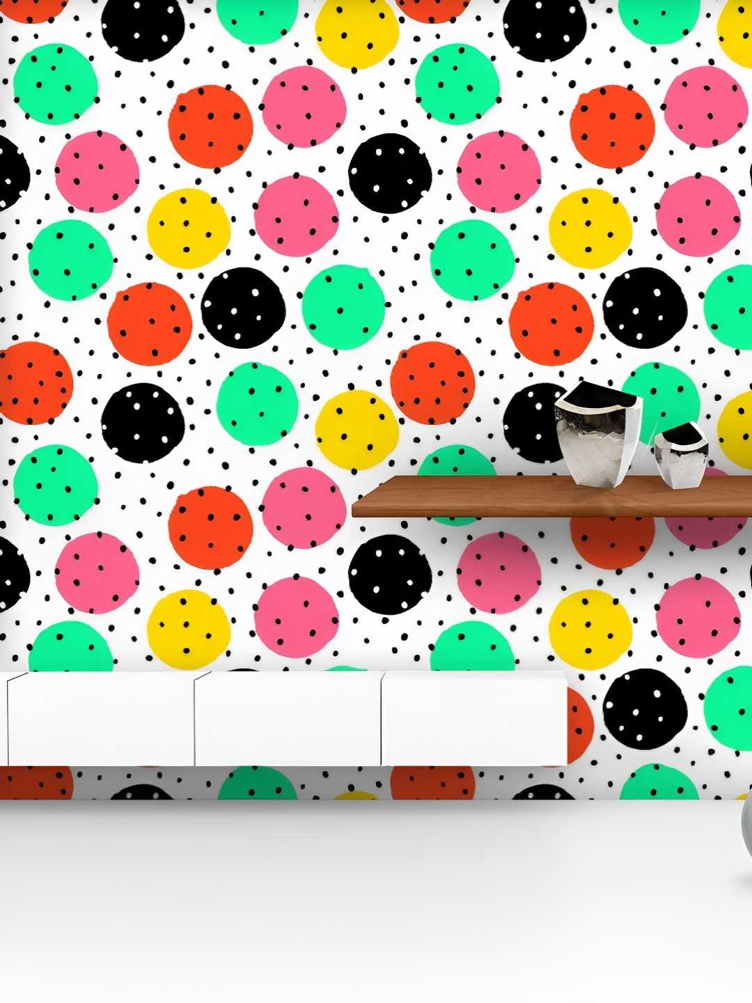 

ArtzFolio Printed UV-Resistant Anti-Bacterial Hand-Drawn Polka Dots Peel & Stick Wallpaper, Multi