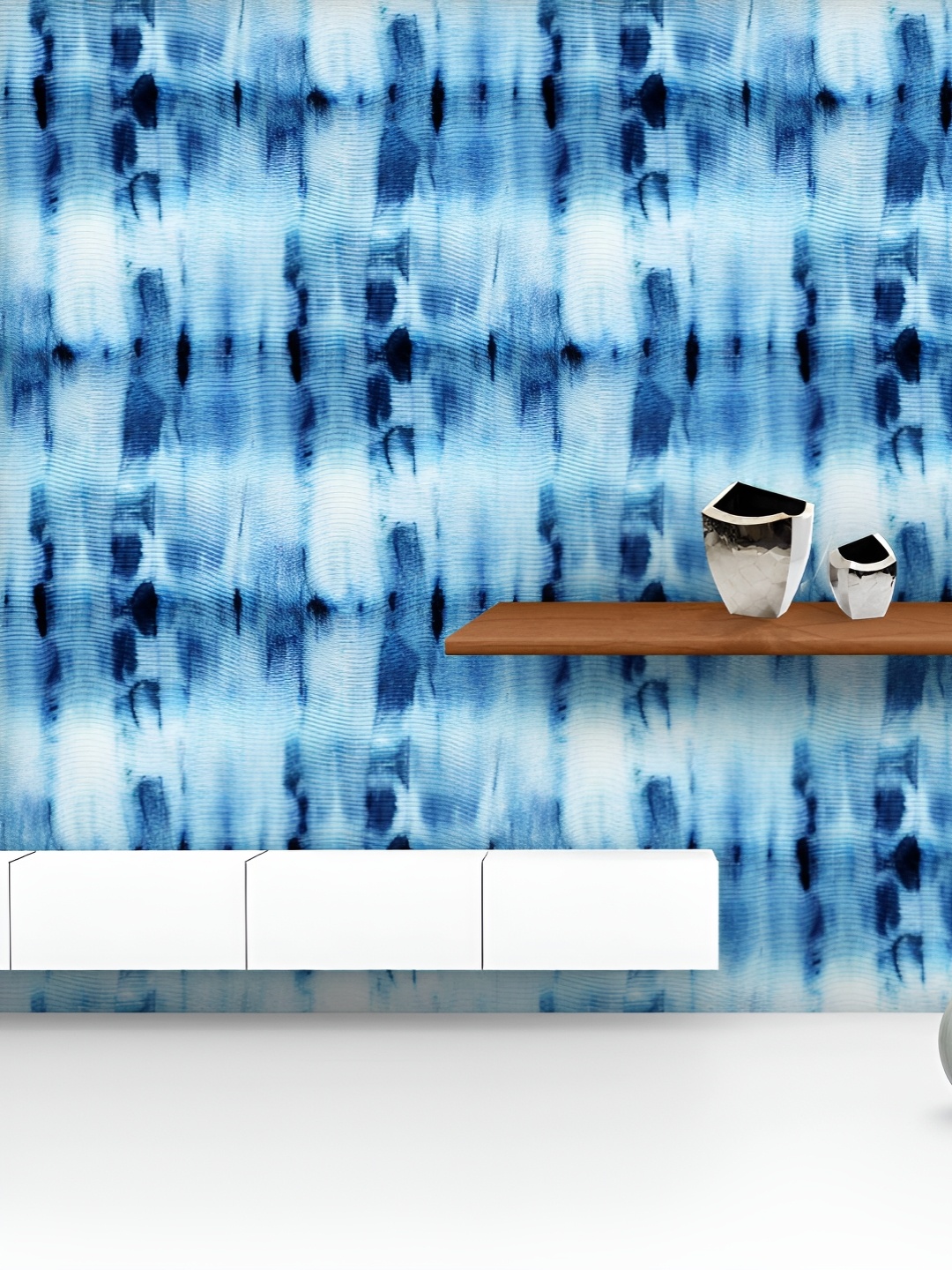 

ArtzFolio Printed UV-Resistant Anti-Bacterial Shibori Indigo Batik Peel & Stick Wallpaper, Multi