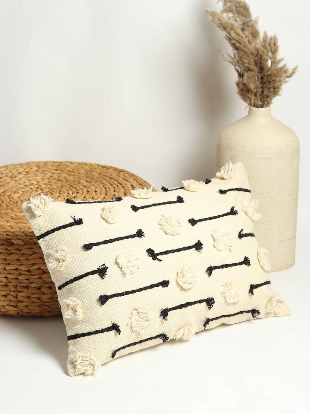

Art Avenue Black & White Embroidered Cotton Rectangle Cushion Covers