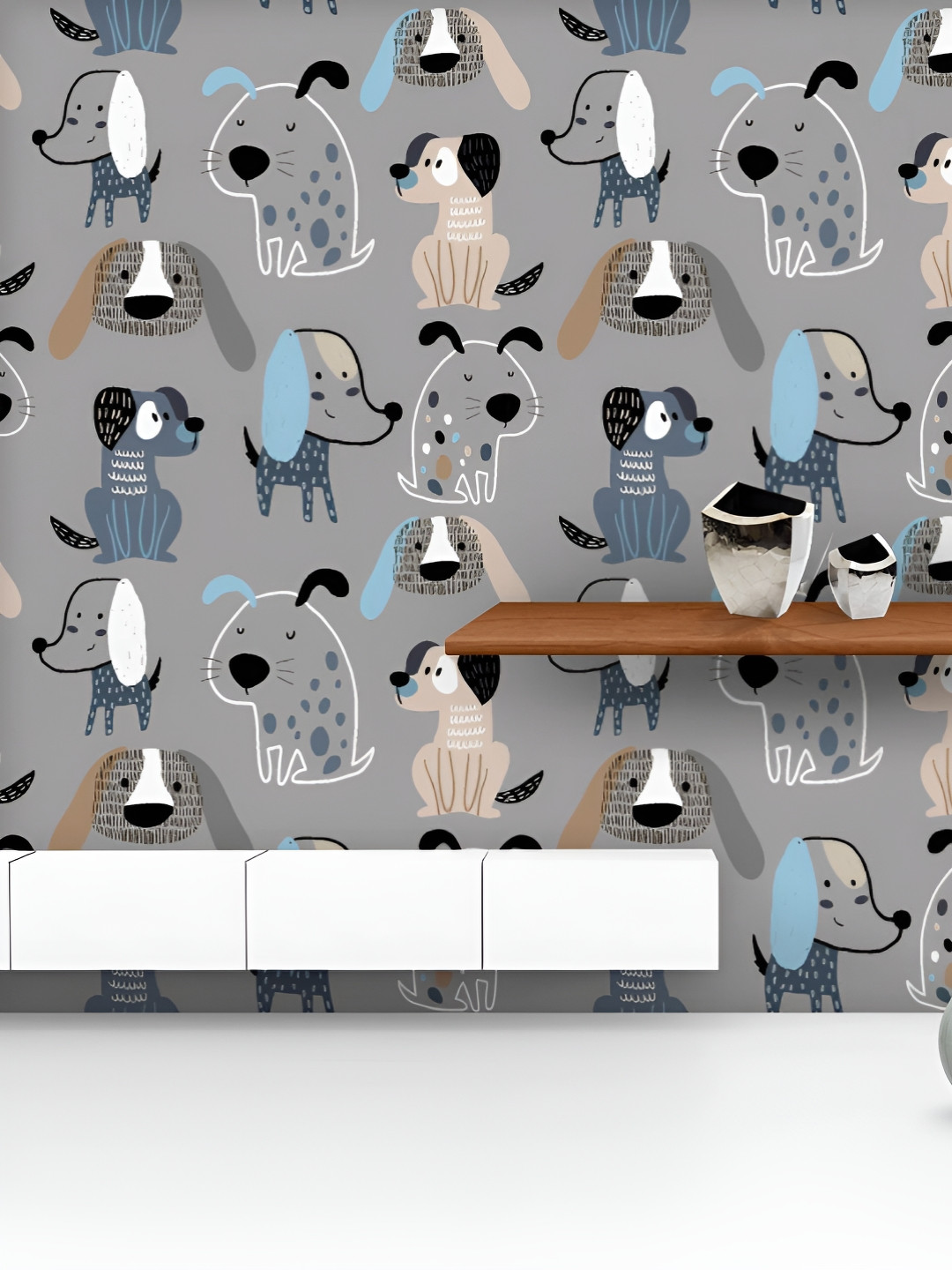 

ArtzFolio Printed UV-Resistant Anti-Bacterial Funny Creative Dogs Peel & Stick Wallpaper, Multi
