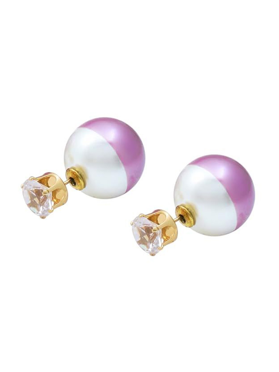 

MEMOIR Gold-Plated Contemporary Studs Earrings, White