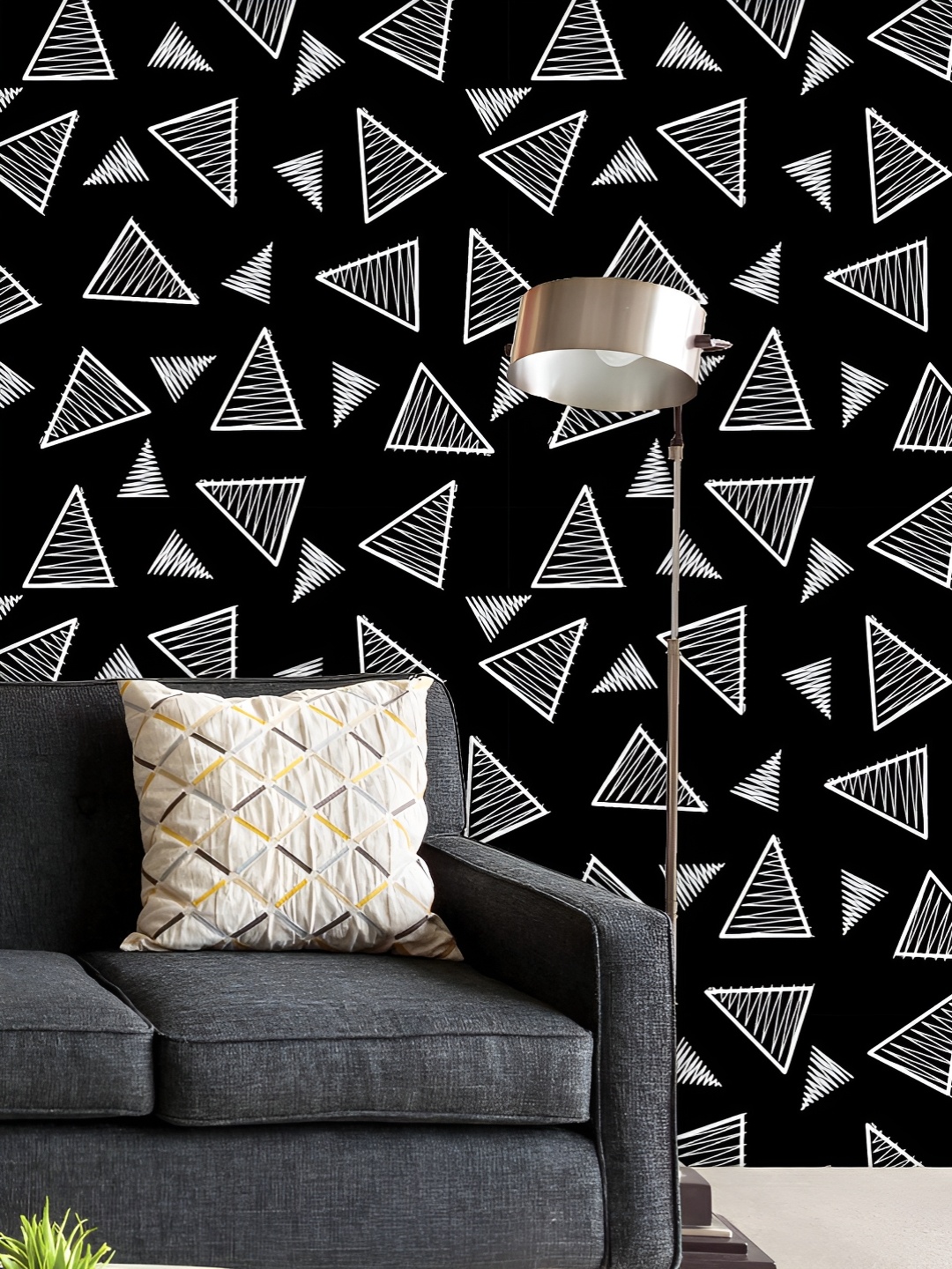 

ArtzFolio Printed UV-Resistant Anti-Bacterial Monochromatic Triangles Peel & Stick Wallpaper, Multi