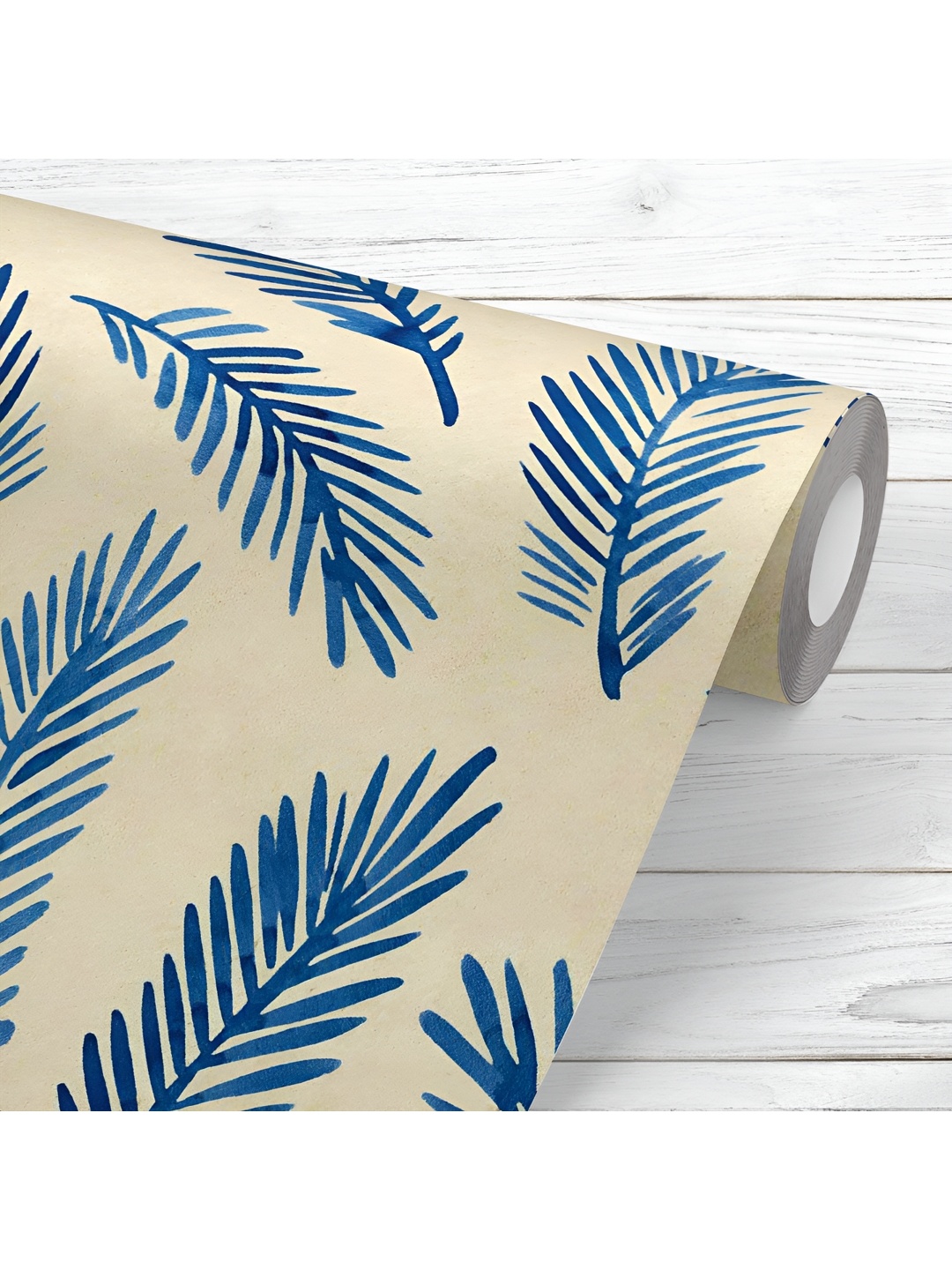

ArtzFolio Cream Colored & Blue Printed UV Resistant Wallpaper