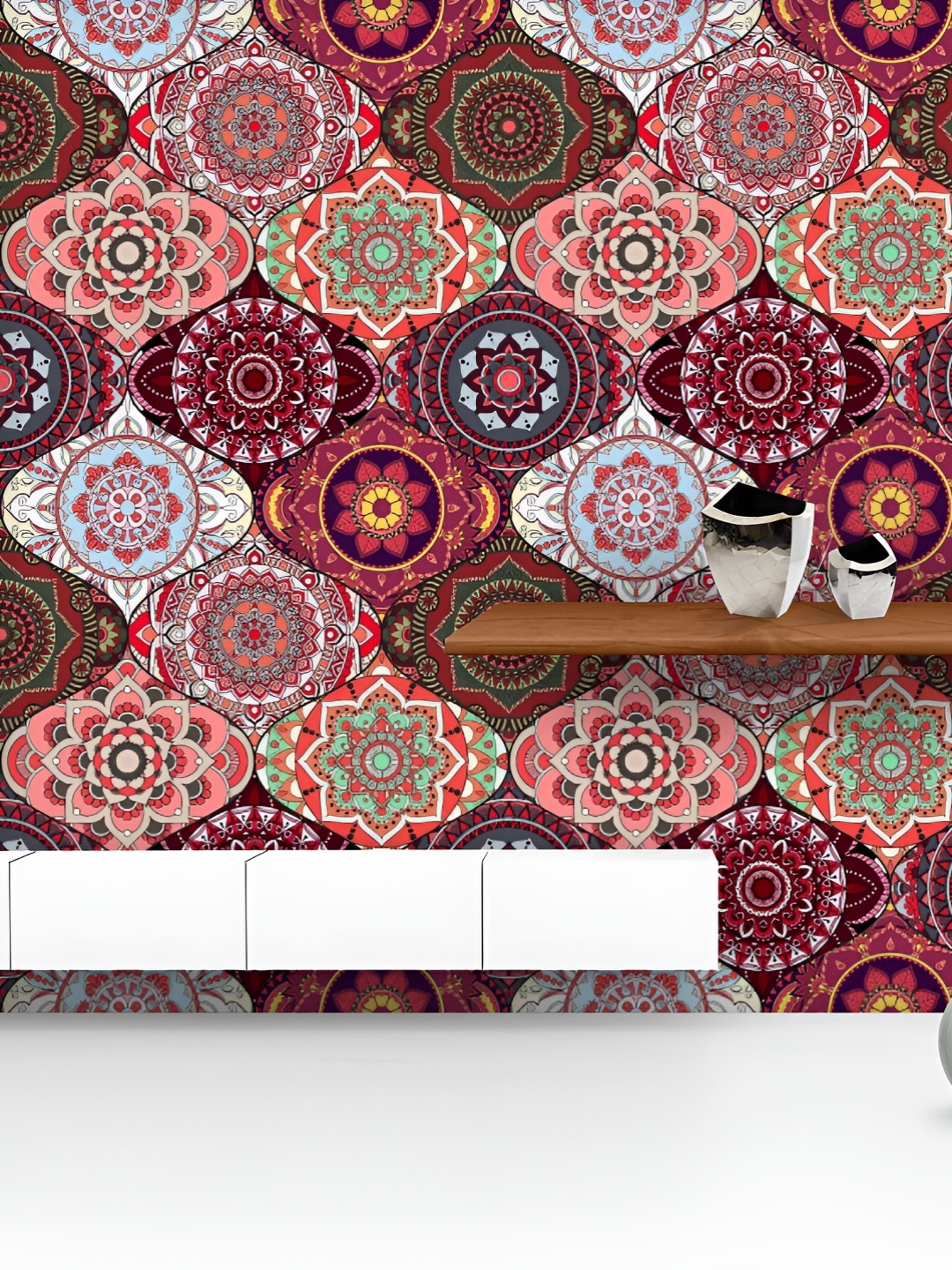 

ArtzFolio Printed UV-Resistant Anti-Bacterial Vintage Arabic Indian Motifs Peel & Stick Wallpaper, Multi