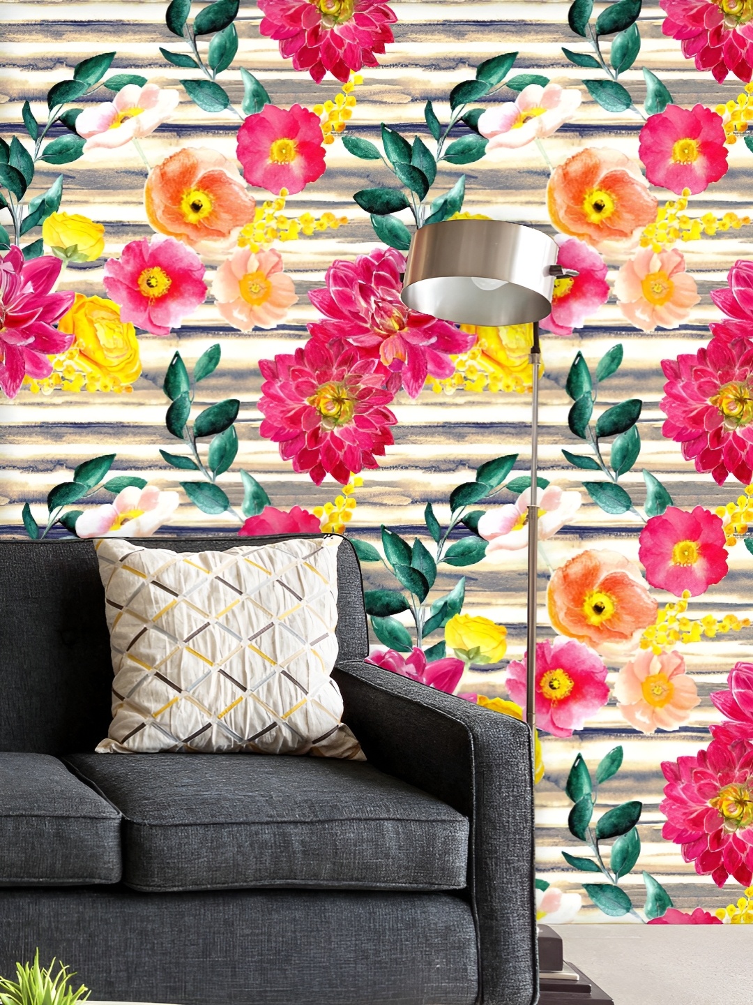 

ArtzFolio Printed UV-Resistant Anti-Bacterial Abstract Peony Flowers Peel & Stick Wallpaper, Multi