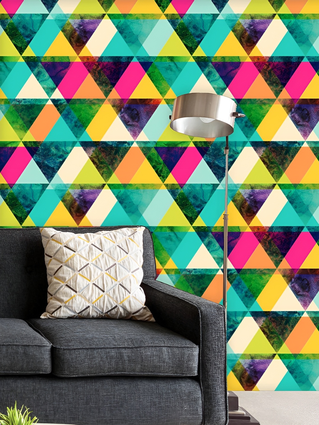 

ArtzFolio Printed UV-Resistant Anti-Bacterial Hipster Triangles Peel & Stick Wallpaper, Multi