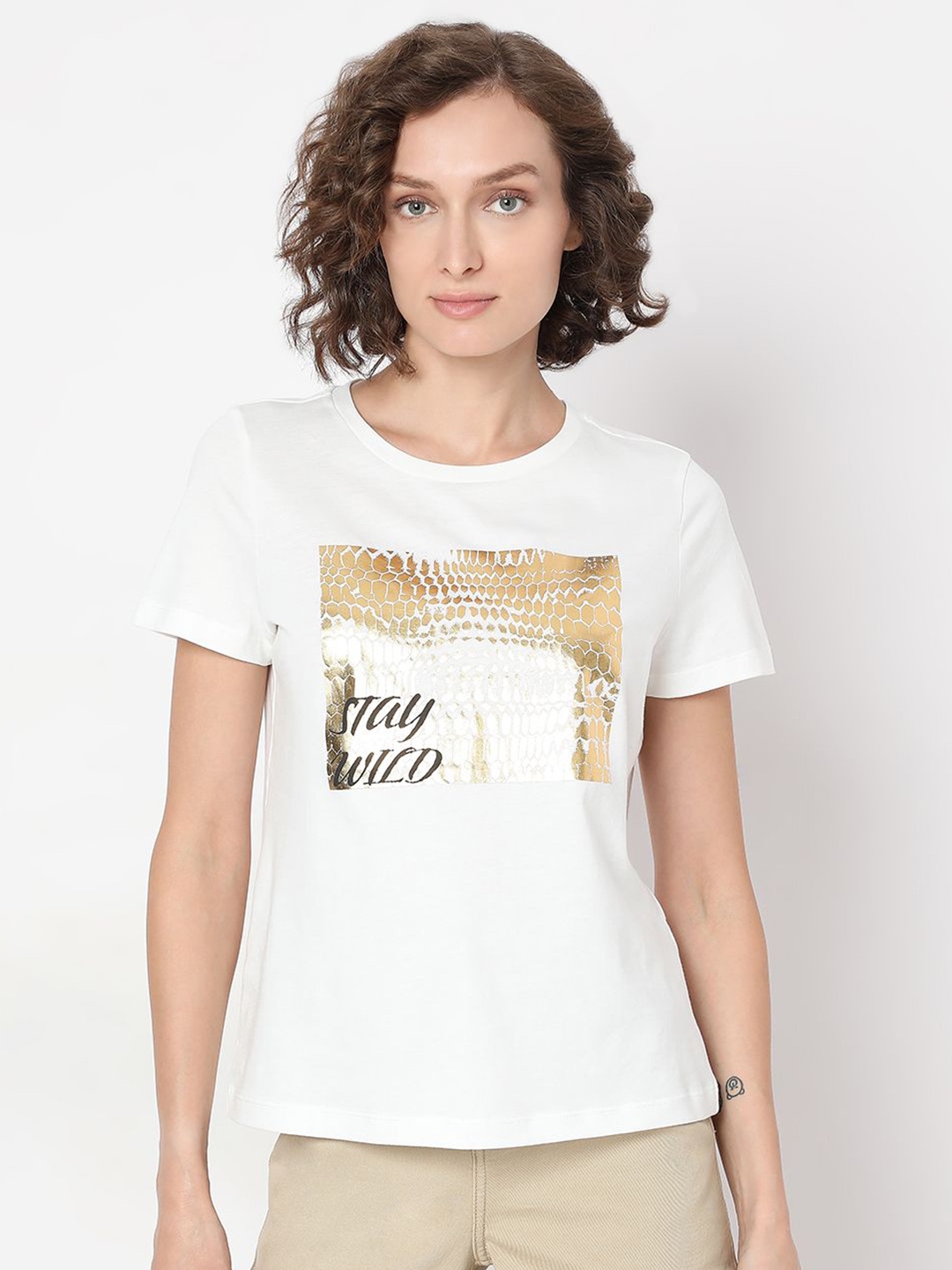 

Vero Moda Women Printed Organic Cotton T-shirt, White