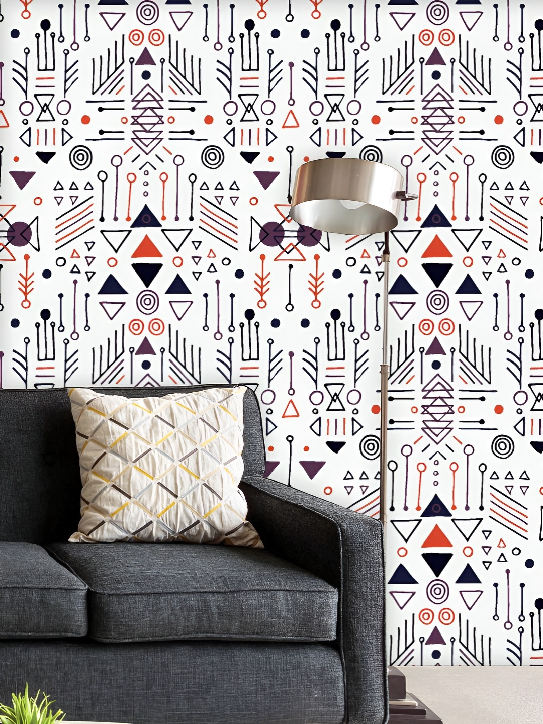 

ArtzFolio Printed UV-Resistant Anti-Bacterial Tribal Shapes Peel & Stick Wallpaper, Multi