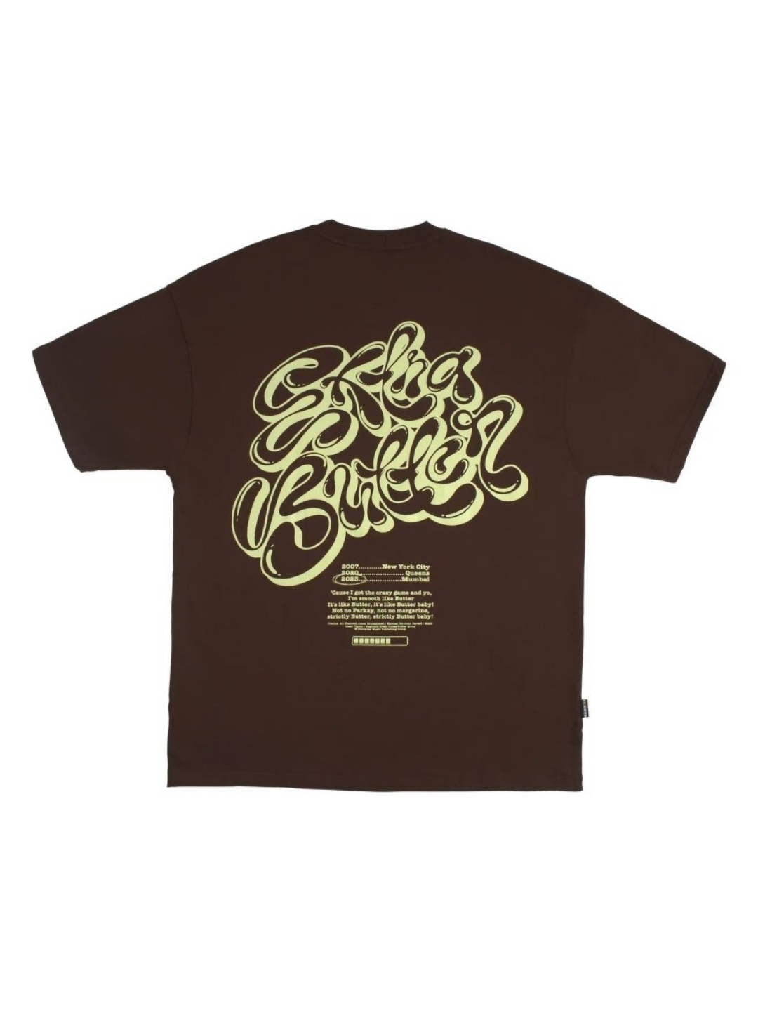 

Extra Butter Unisex Front Logo Back Print Tee, Brown
