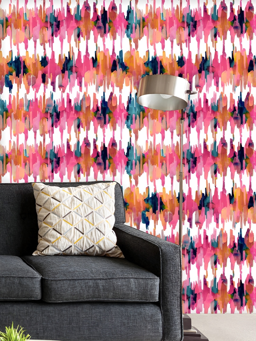 

ArtzFolio Printed UV-Resistant Anti-Bacterial Watercolor Ikat Pattern Peel & Stick Wallpaper, Multi