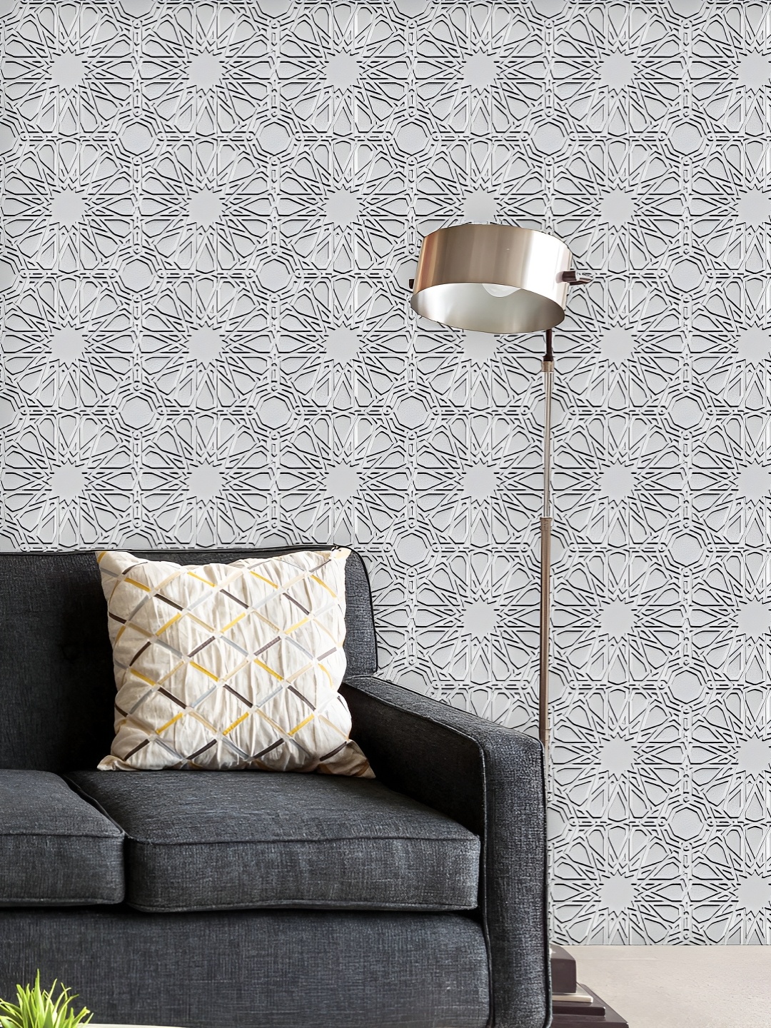 

ArtzFolio Printed UV-Resistant Anti-Bacterial D Islamic Geometry Cross Peel & Stick Wallpaper, Multi