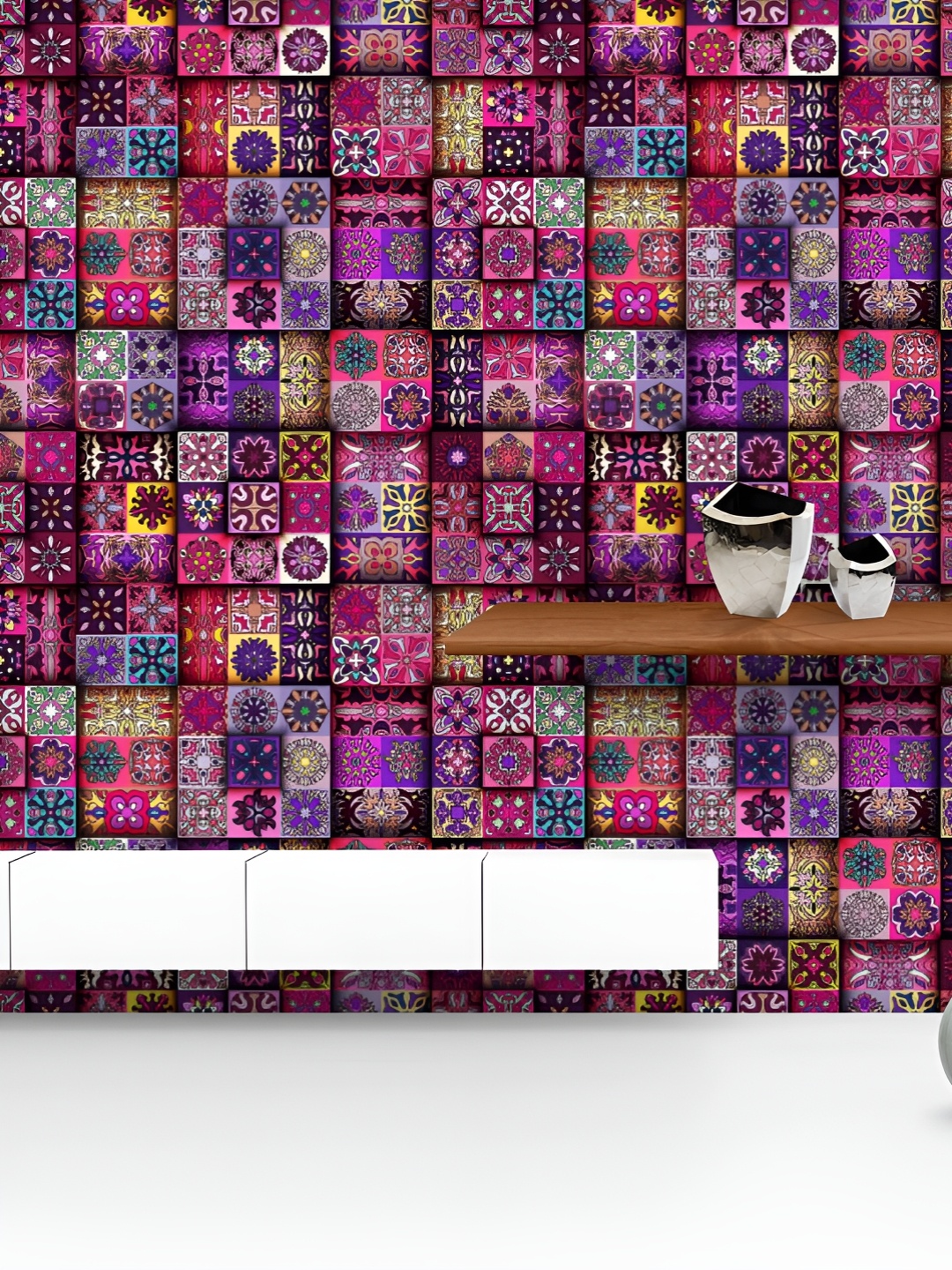 

ArtzFolio Pink & Blue Printed Peel & Stick Wallpaper