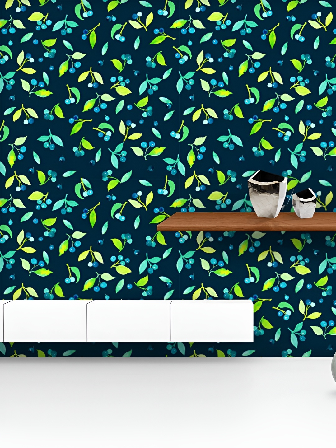 

ArtzFolio Printed UV-Resistant Anti-Bacterial Leaves With Berries Peel & Stick Wallpaper, Multi