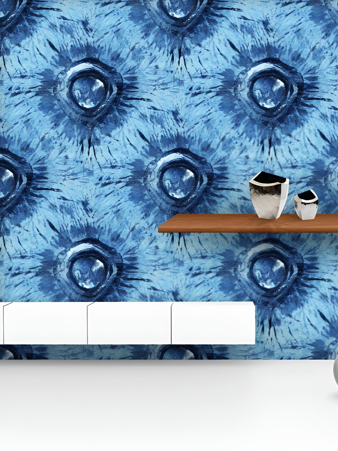 

ArtzFolio Printed UV-Resistant Anti-Bacterial Shibori Indigo Batik Peel & Stick Wallpaper, Multi