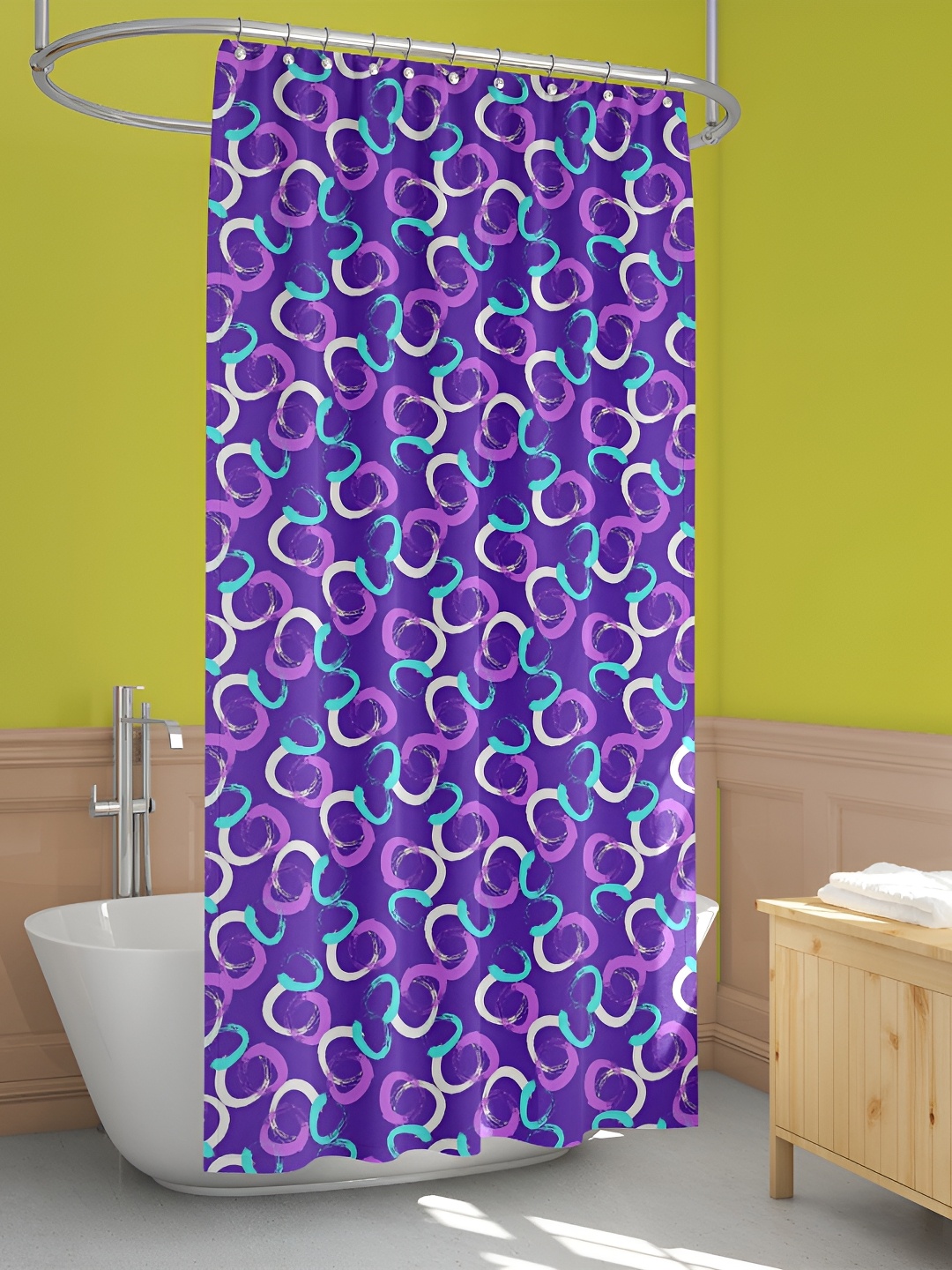 

ArtzFolio Blue & Purple Geometric Printed Waterproof Shower Curtain