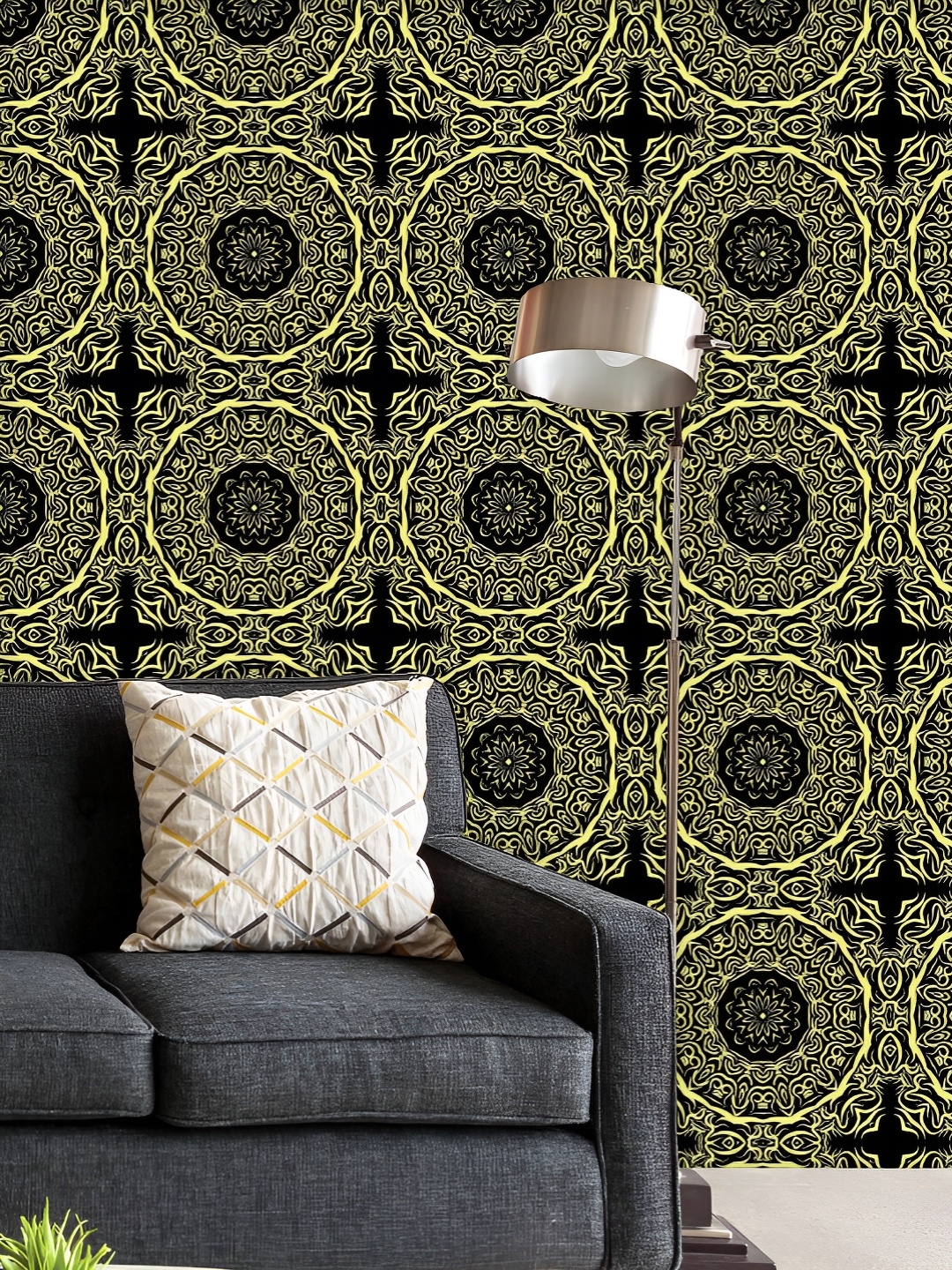 

ArtzFolio Printed UV-Resistant Anti-Bacterial Abstract Gold Mandala Peel & Stick Wallpaper, Multi