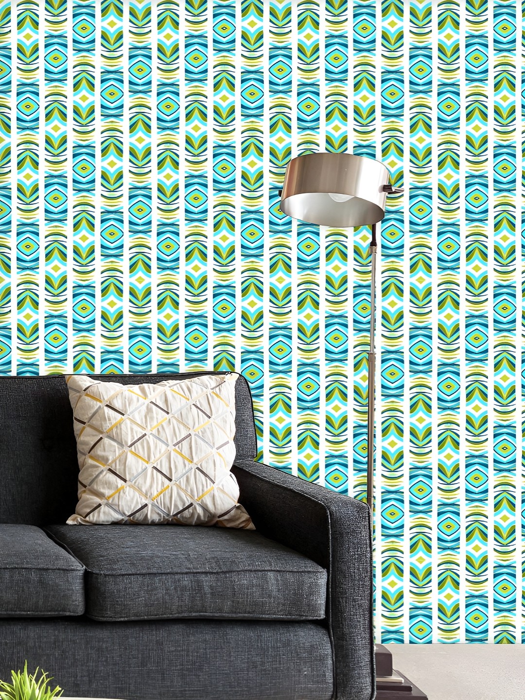

ArtzFolio Printed UV-Resistant Anti-Bacterial Indian Ethnic Stripes Peel & Stick Wallpaper, Multi