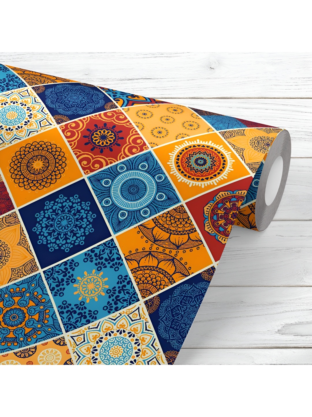 

ArtzFolio Blue & Orange-Color Printed Peel & Stick Wallpaper