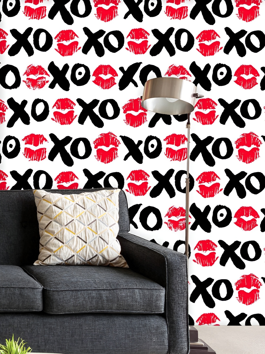 

ArtzFolio Printed UV-Resistant Anti-Bacterial Xo And Lipstick Kisses Peel & Stick Wallpaper, Multi