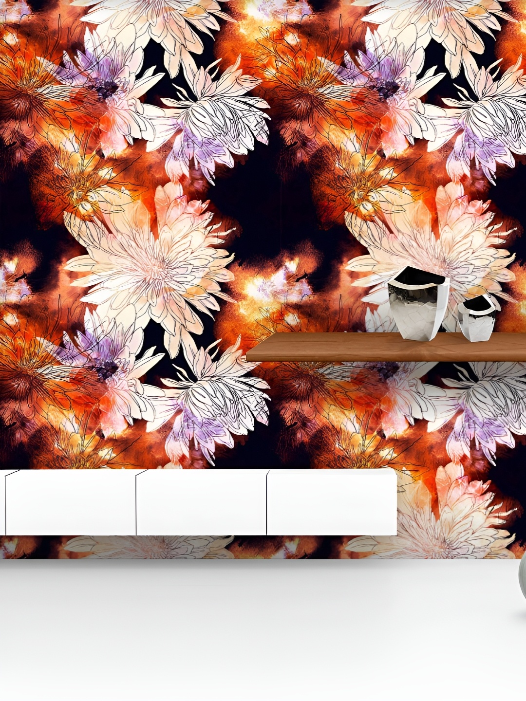 

ArtzFolio Printed UV-Resistant Anti-Bacterial Japanese Chrysanthemums Imprints Peel & Stick Wallpaper, Multi