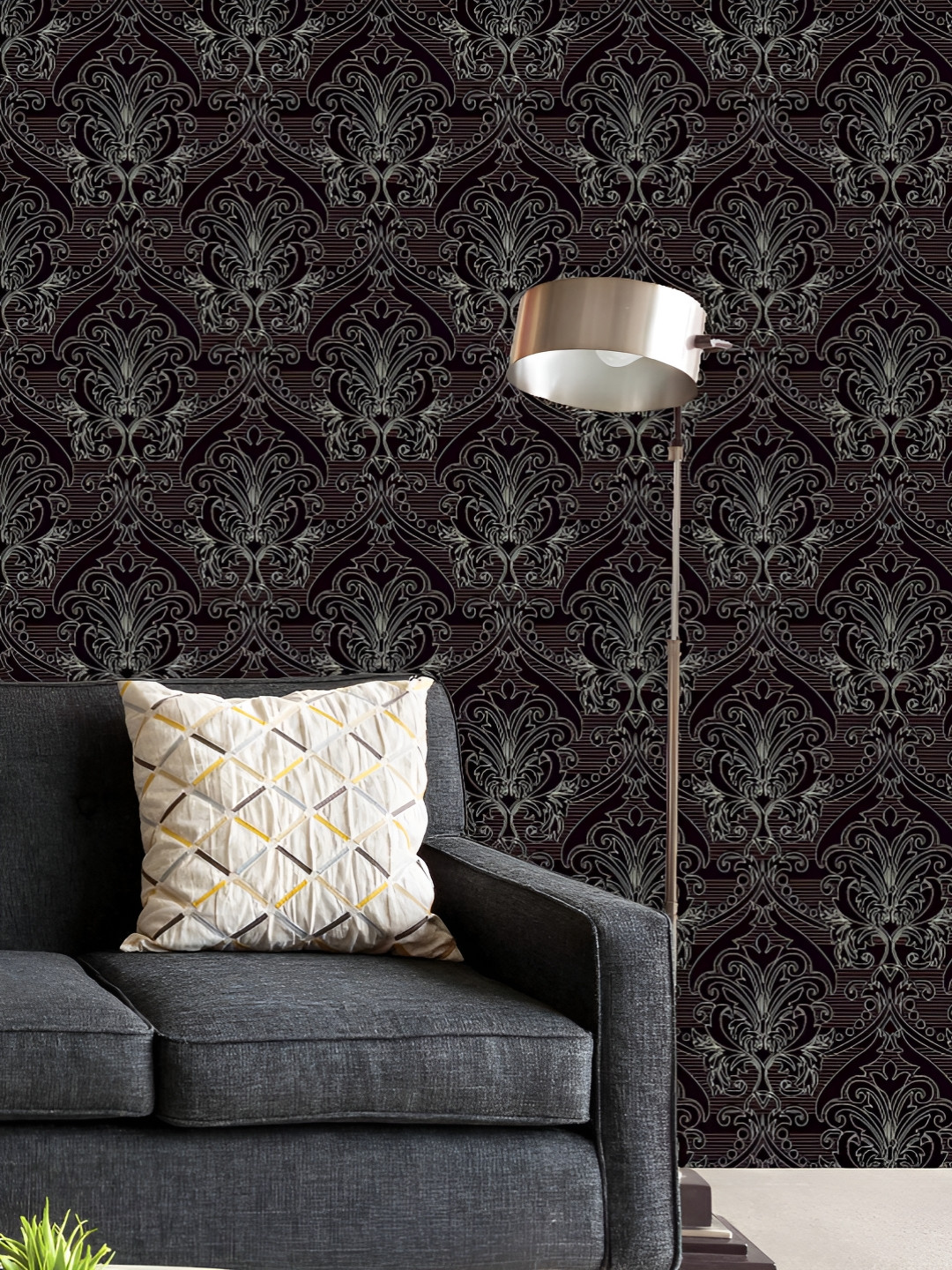 

ArtzFolio Printed UV-Resistant Anti-Bacterial Luxury Damask Pattern Peel & Stick Wallpaper, Multi
