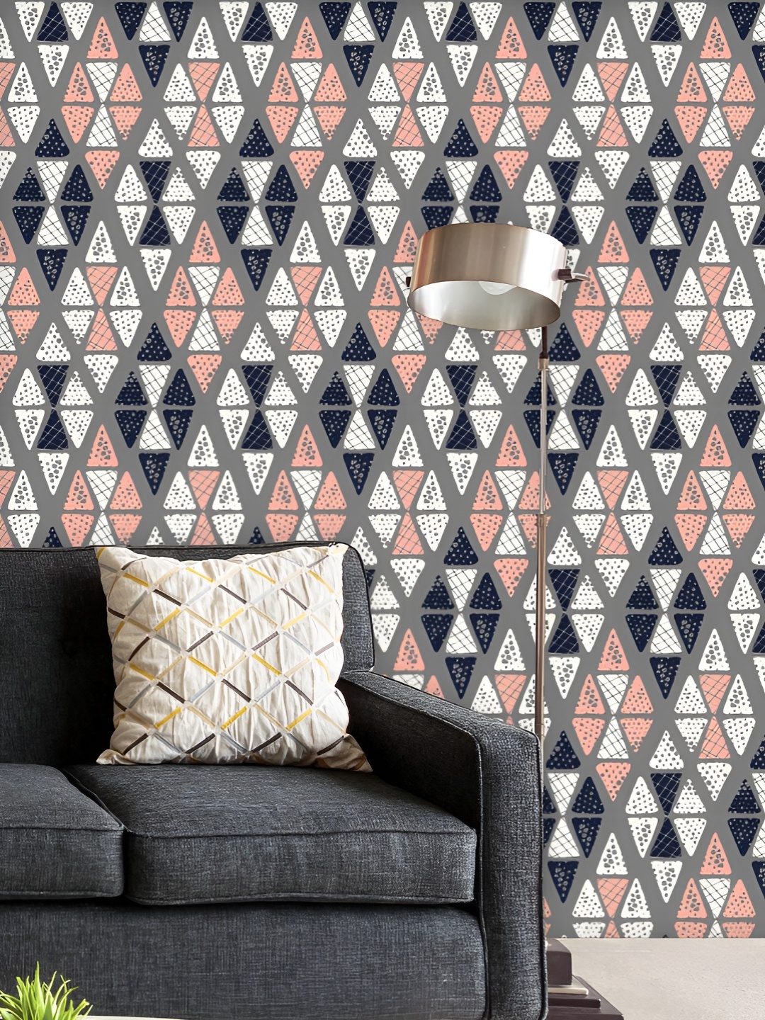 

ArtzFolio Printed UV-Resistant Anti-Bacterial Tribal Textured Argyle Peel & Stick Wallpaper, Multi