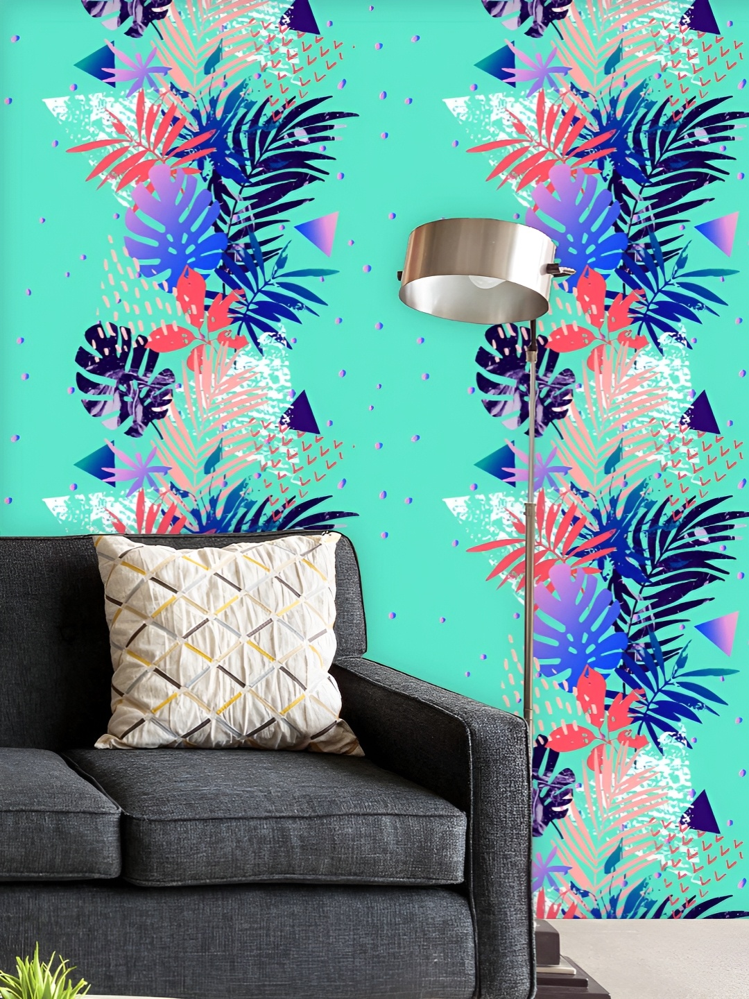 

ArtzFolio Printed UV-Resistant Anti-Bacterial Tropical Leaves Grunge Peel & Stick Wallpaper, Multi