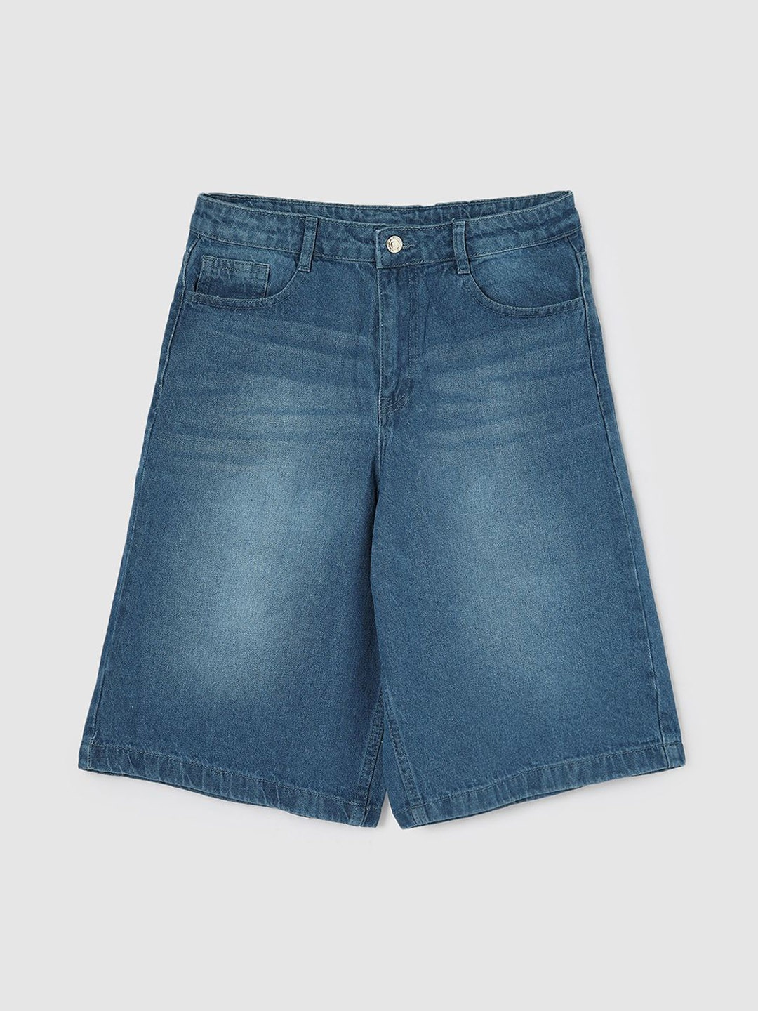 

max Girls Mid-Rise Regular Fit Denim Shorts, Blue