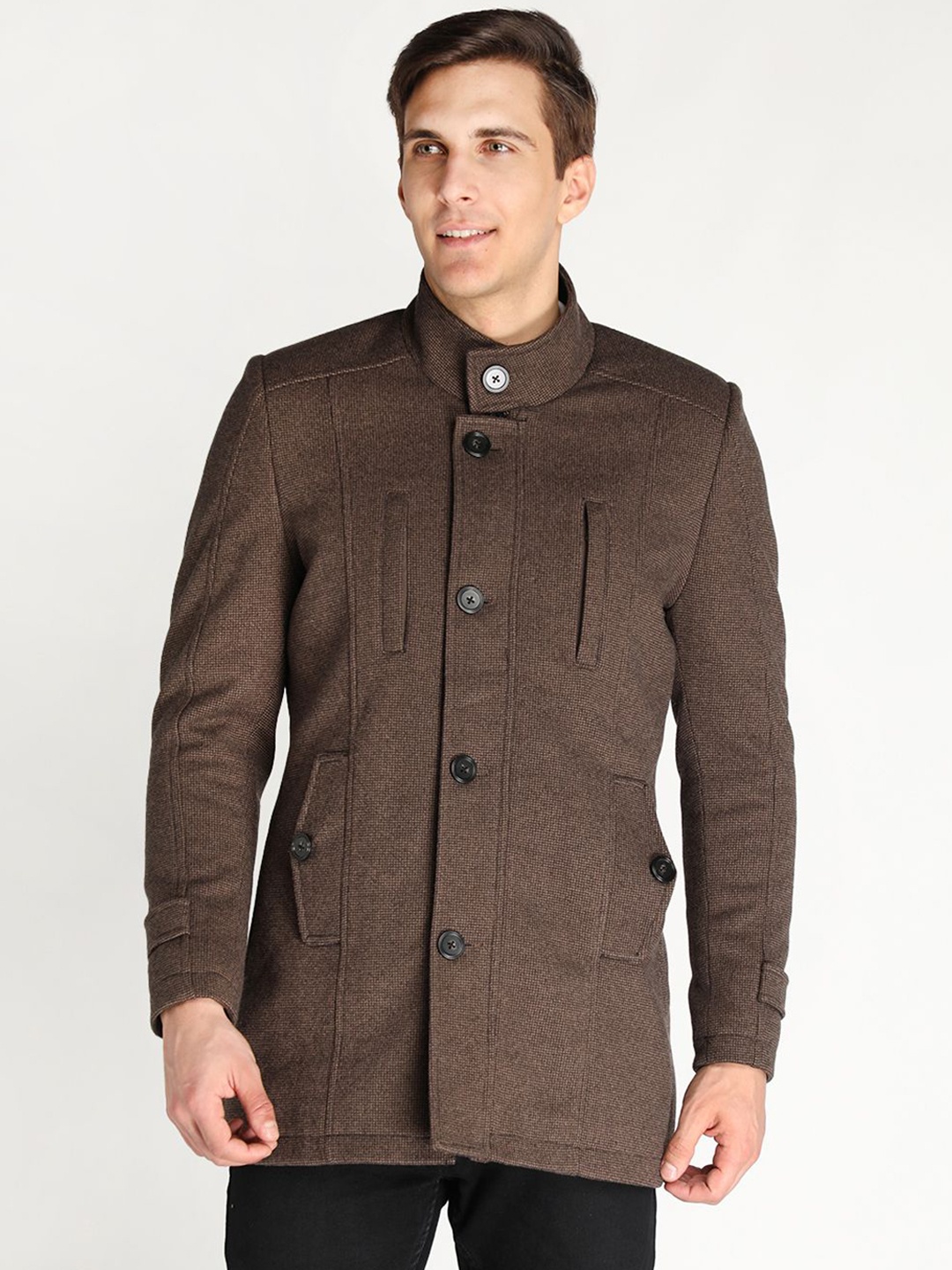 

LURE URBAN Men Single-Breasted Overcoat, Brown