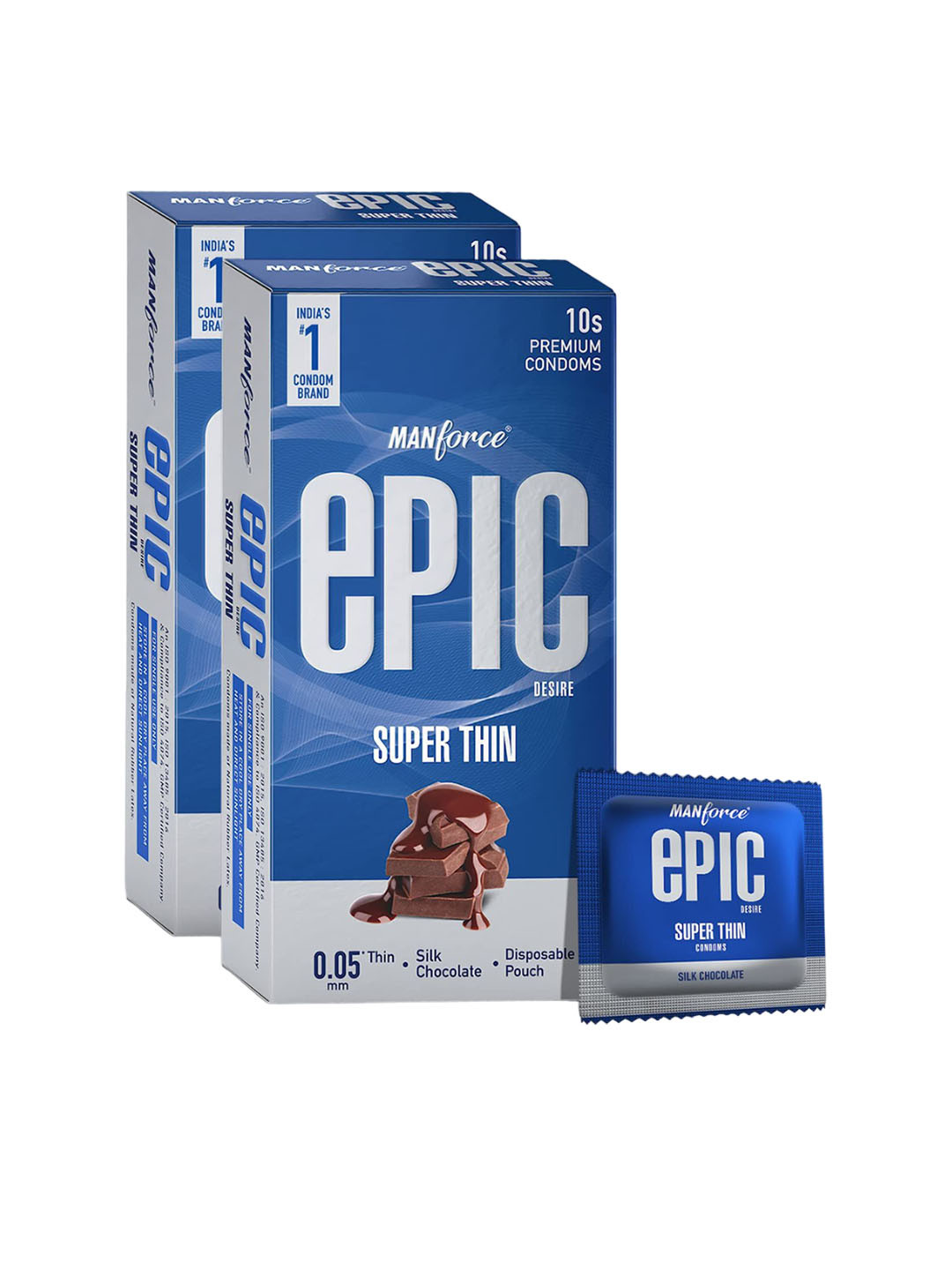 

Manforce Set Of 2 Epic Desire Silk Chocolate Flavoured Condom- 20 Pcs Each, Black
