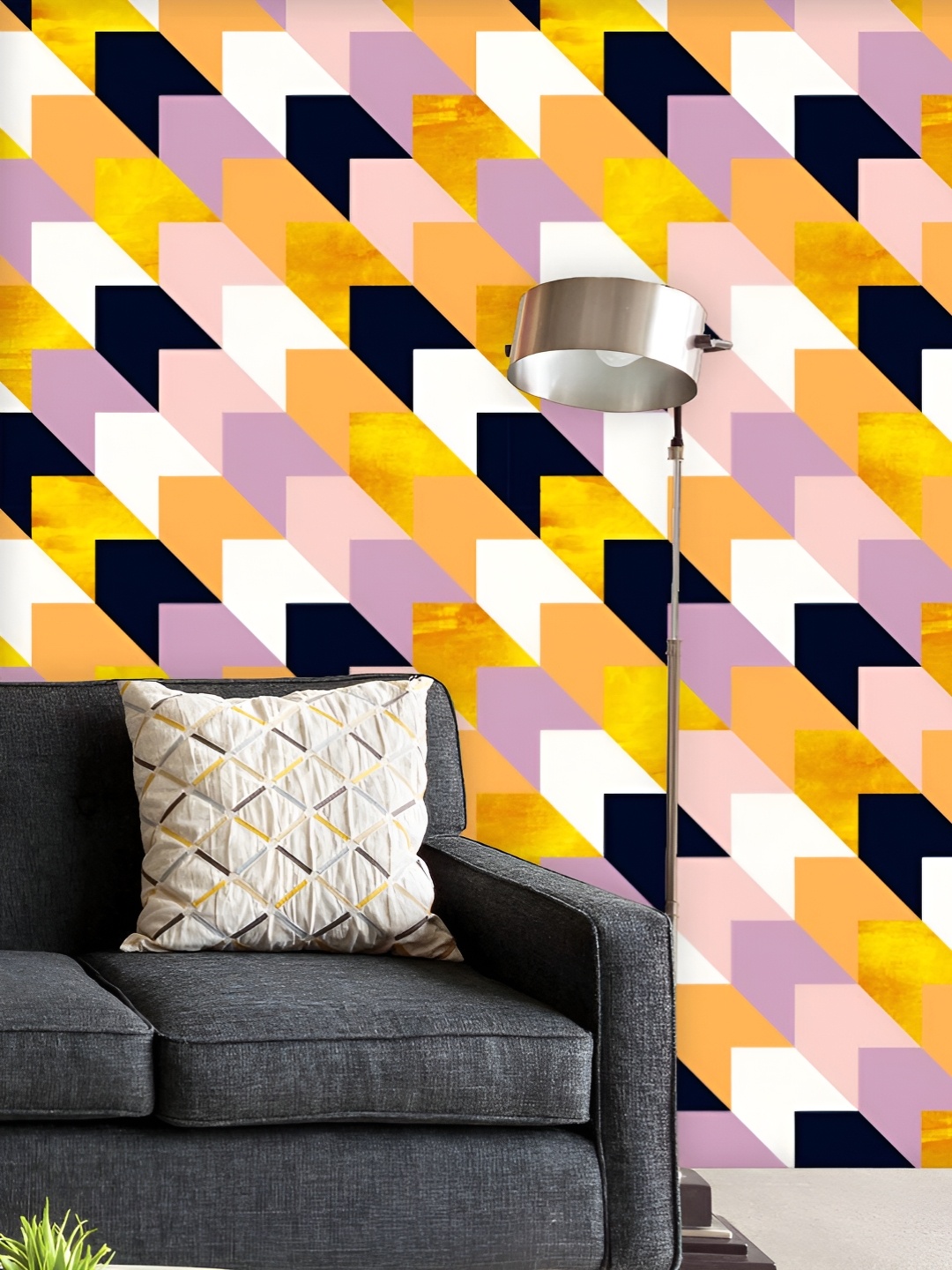 

ArtzFolio Printed UV-Resistant Anti-Bacterial Geometric Pattern Peel & Stick Wallpaper, Multi