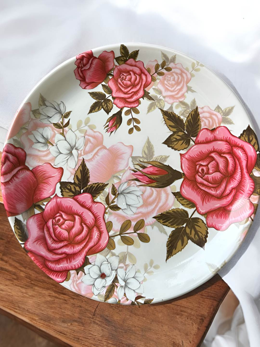 

Gallery99 Pink & White 6 Pieces Floral Printed Dishwasher and Microwave Safe Plates