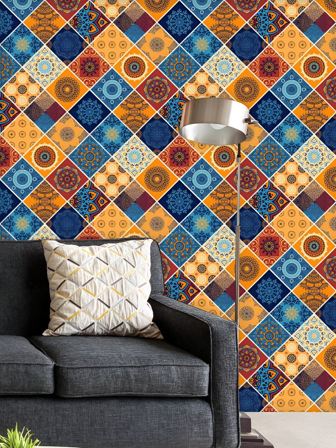 

ArtzFolio Blue & Yellow Printed UV Resistant Wallpaper