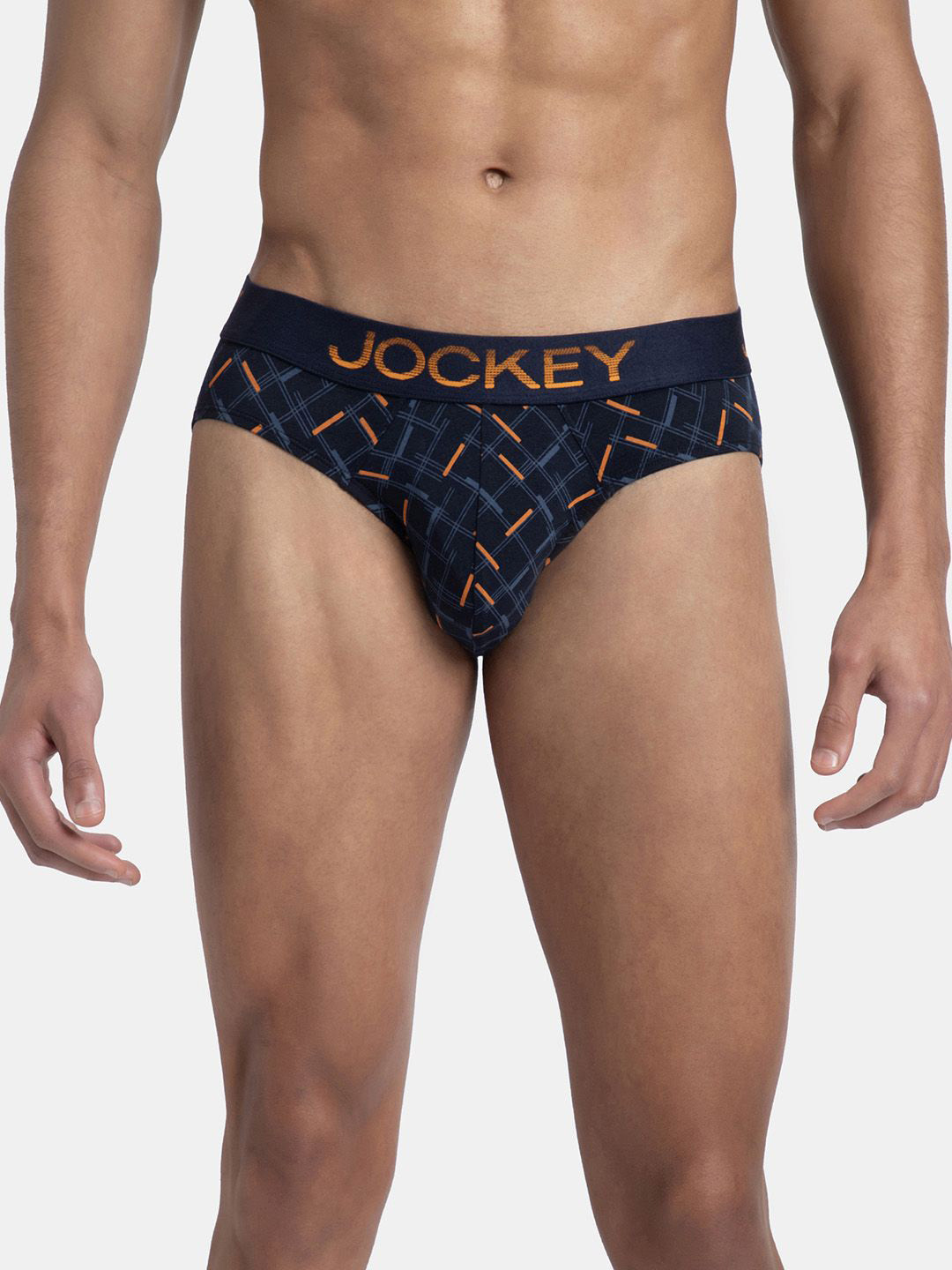 

Jockey Super Combed Cotton Elastane Stretch Printed Brief with Ultrasoft Waistband - FP22, Navy blue