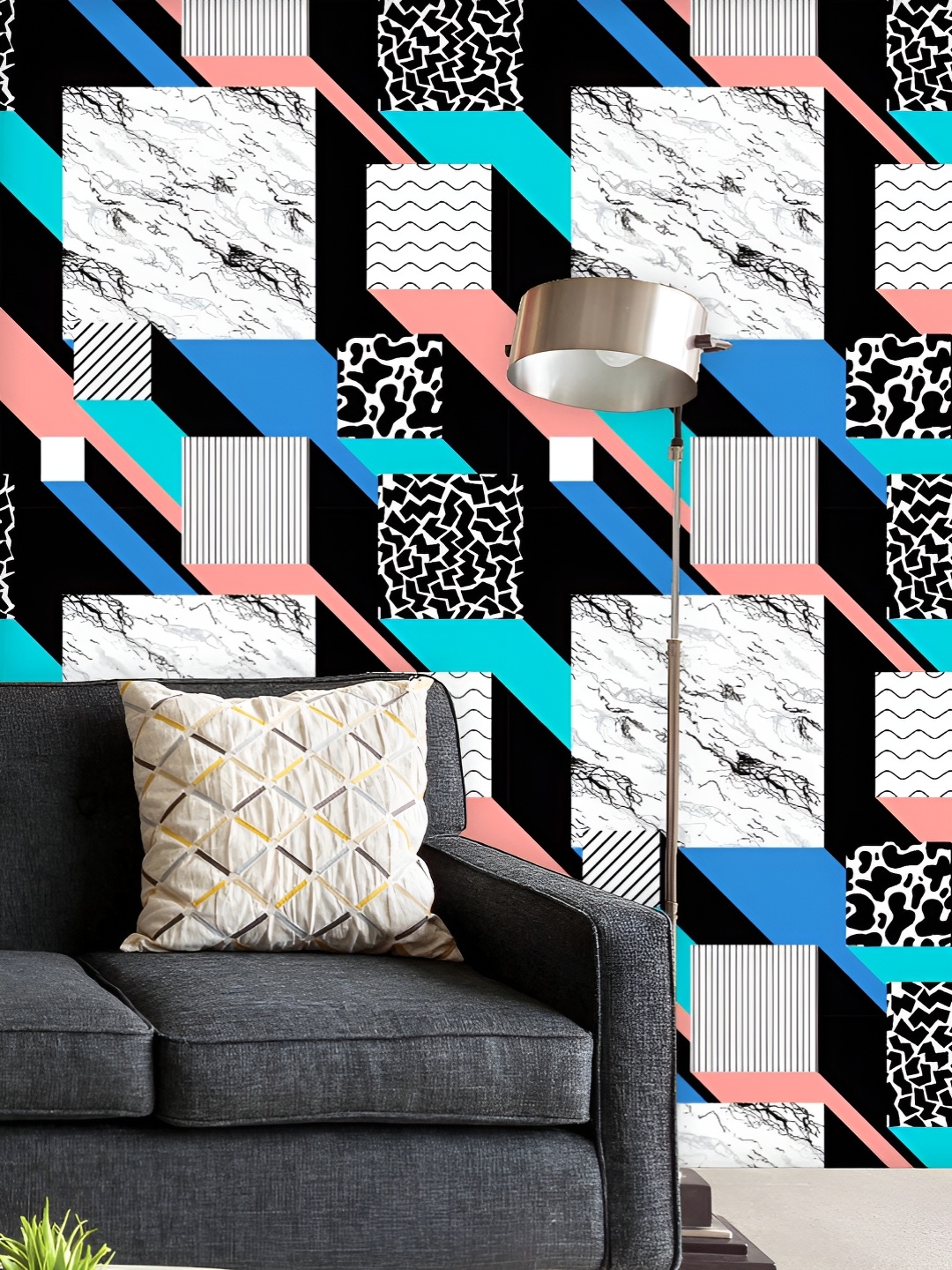 

ArtzFolio Printed UV-Resistant Anti-Bacterial Geometric Pattern Peel & Stick Wallpaper, Multi