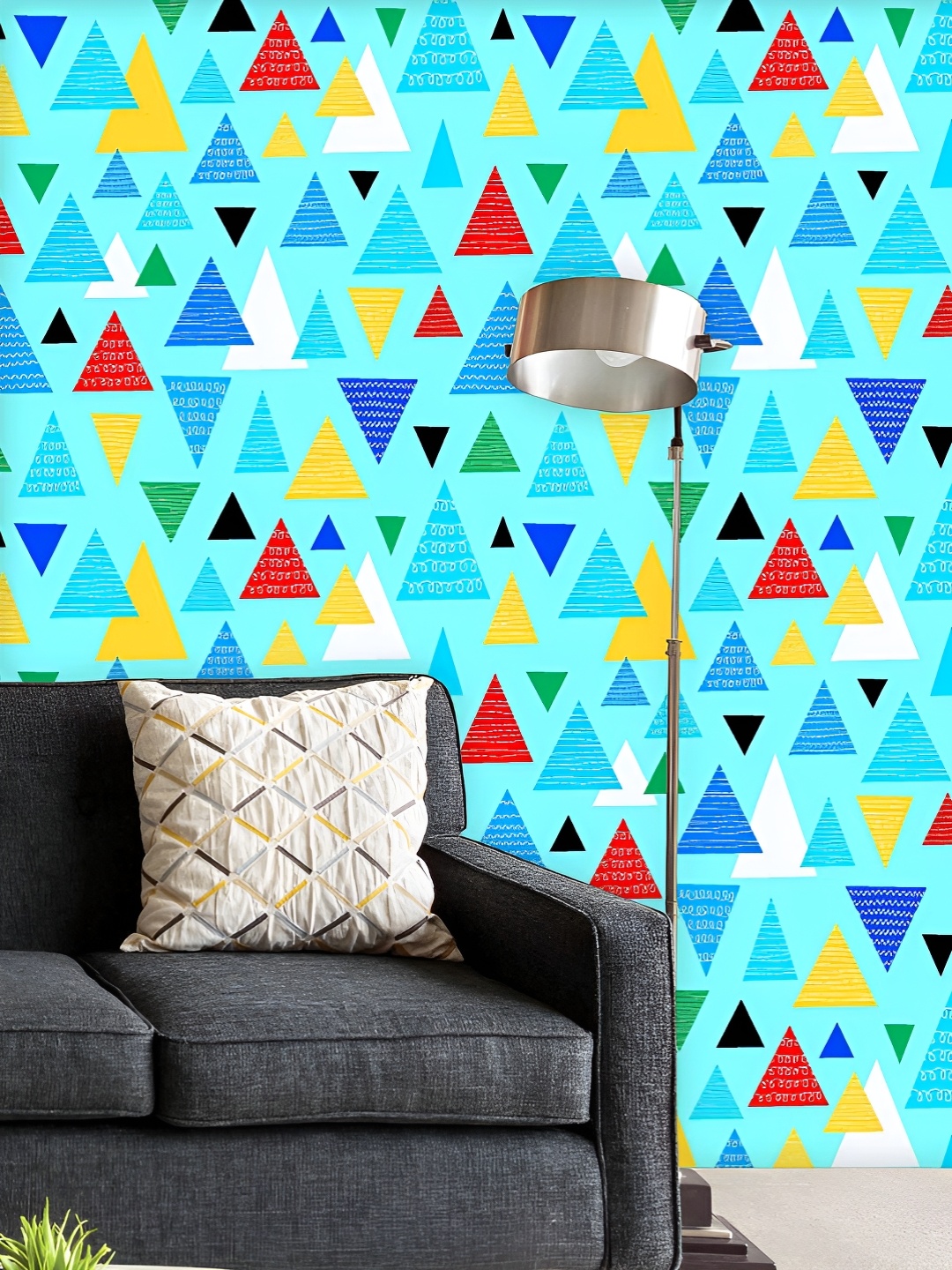 

ArtzFolio Printed UV-Resistant Anti-Bacterial Colorful Zig Zag Peel & Stick Wallpaper, Multi