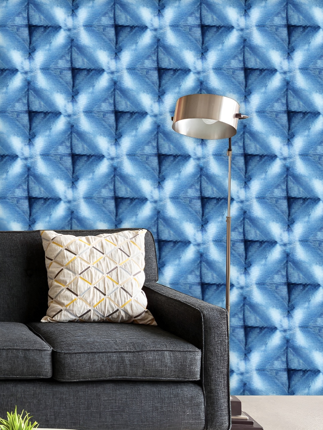 

ArtzFolio Printed UV-Resistant Anti-Bacterial Shibori Indigo Batik Peel & Stick Wallpaper, Multi