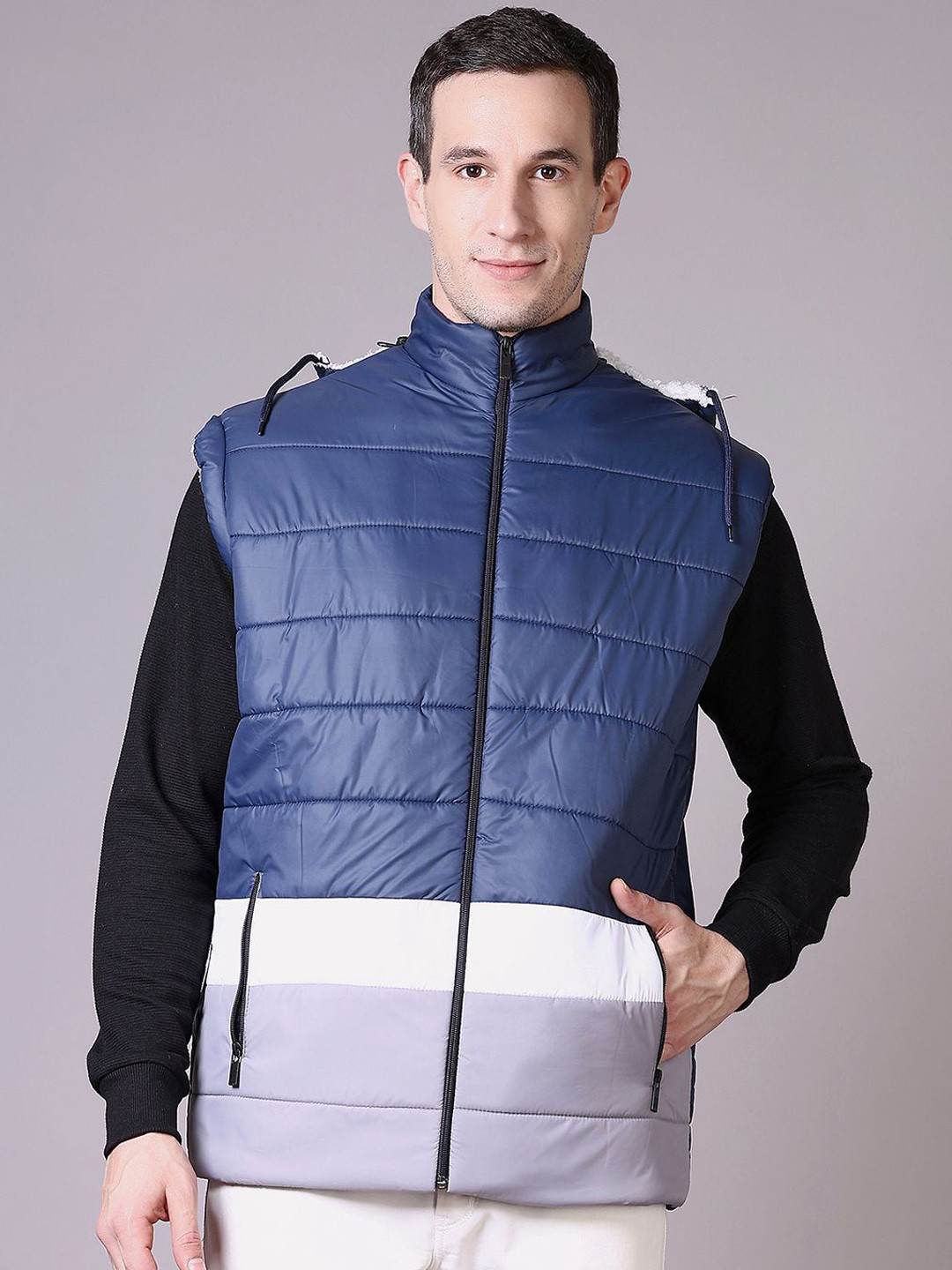 

V-Mart Men Padded Jacket, Navy blue