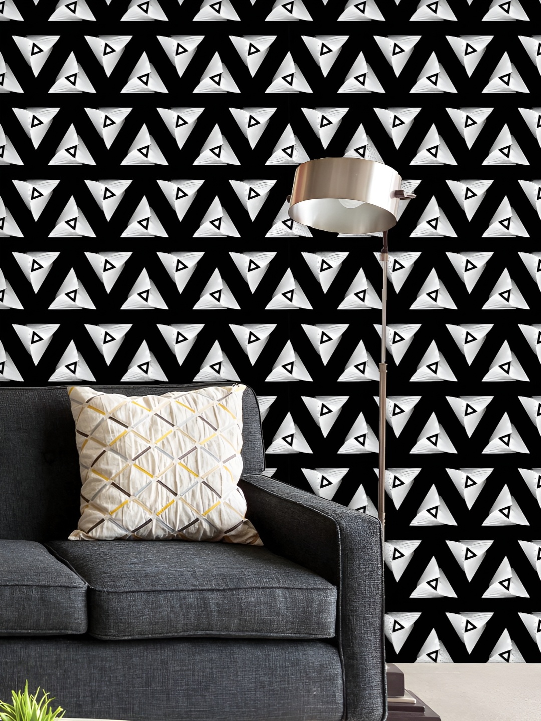 

ArtzFolio Printed UV-Resistant Anti-Bacterial Gold Sacred Triangles Peel & Stick Wallpaper, Multi