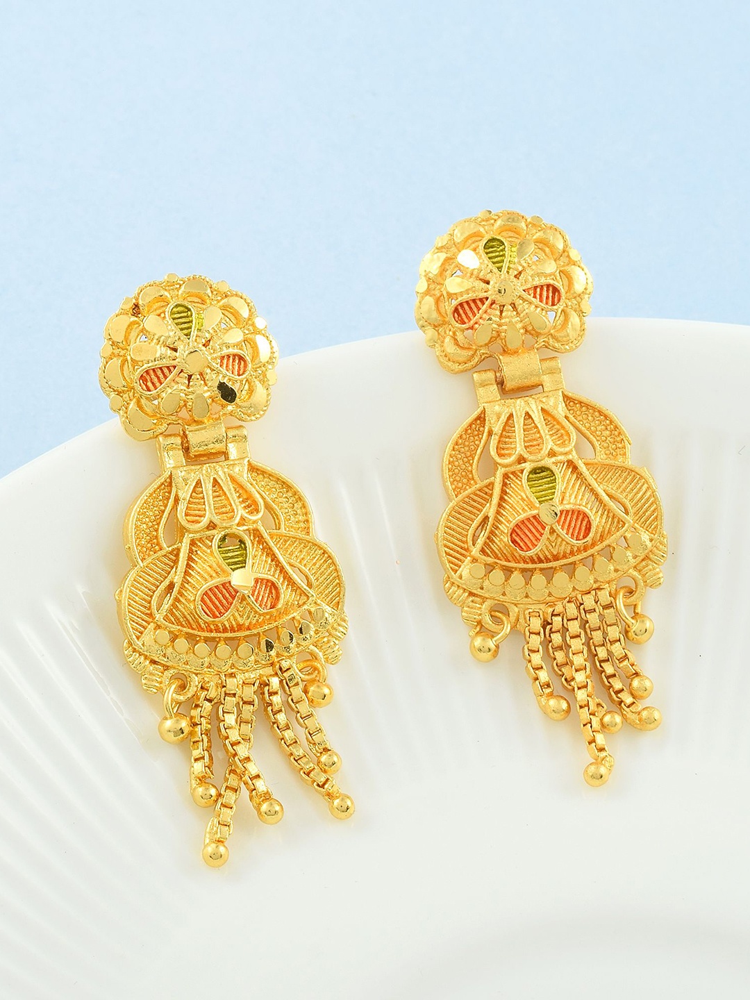 

MEMOIR Gold-Plated Contemporary Beaded Chandelier Drop Earrings