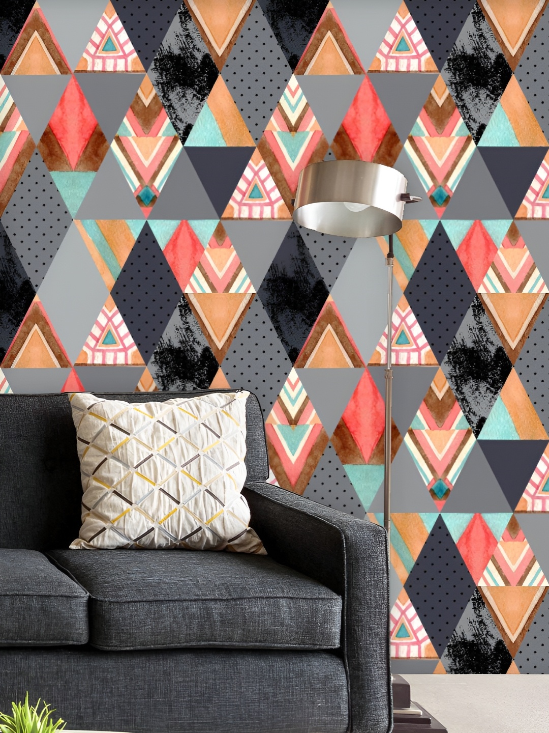 

ArtzFolio Printed UV-Resistant Anti-Bacterial Geometric Rhombus & Triangle Peel & Stick Wallpaper, Multi