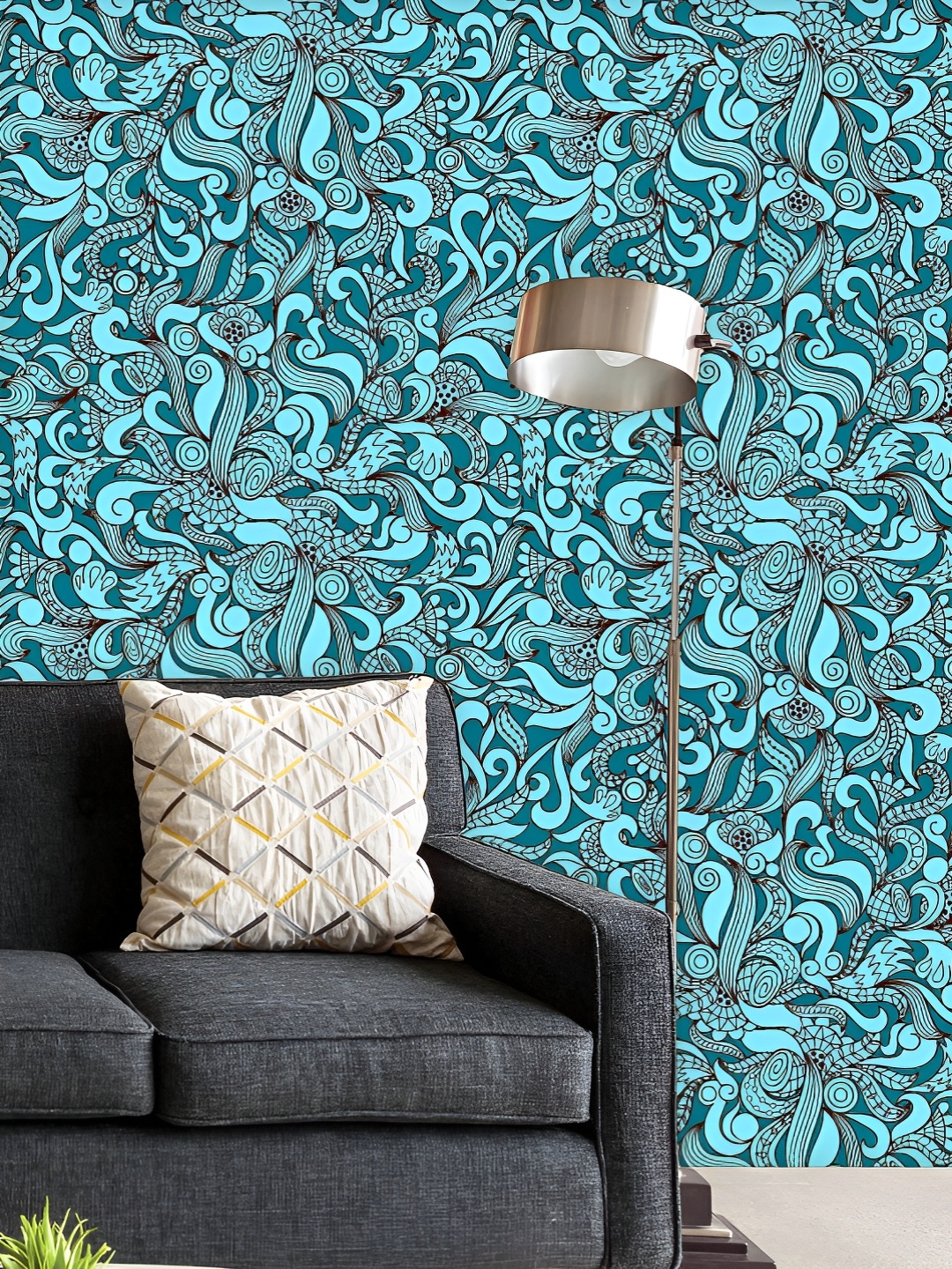 

ArtzFolio Printed UV-Resistant Anti-Bacterial Abstract Doodle Waves Peel & Stick Wallpaper, Multi