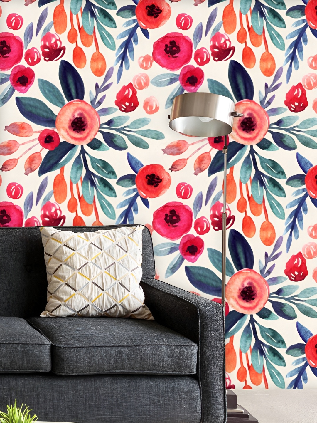 

ArtzFolio Printed UV-Resistant Anti-Bacterial Watercolor Floral Pattern Peel & Stick Wallpaper, Multi
