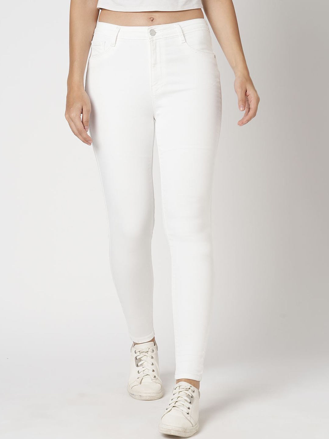 

Kraus Jeans Women Skinny Fit High-Rise Stretchable Jeans, White
