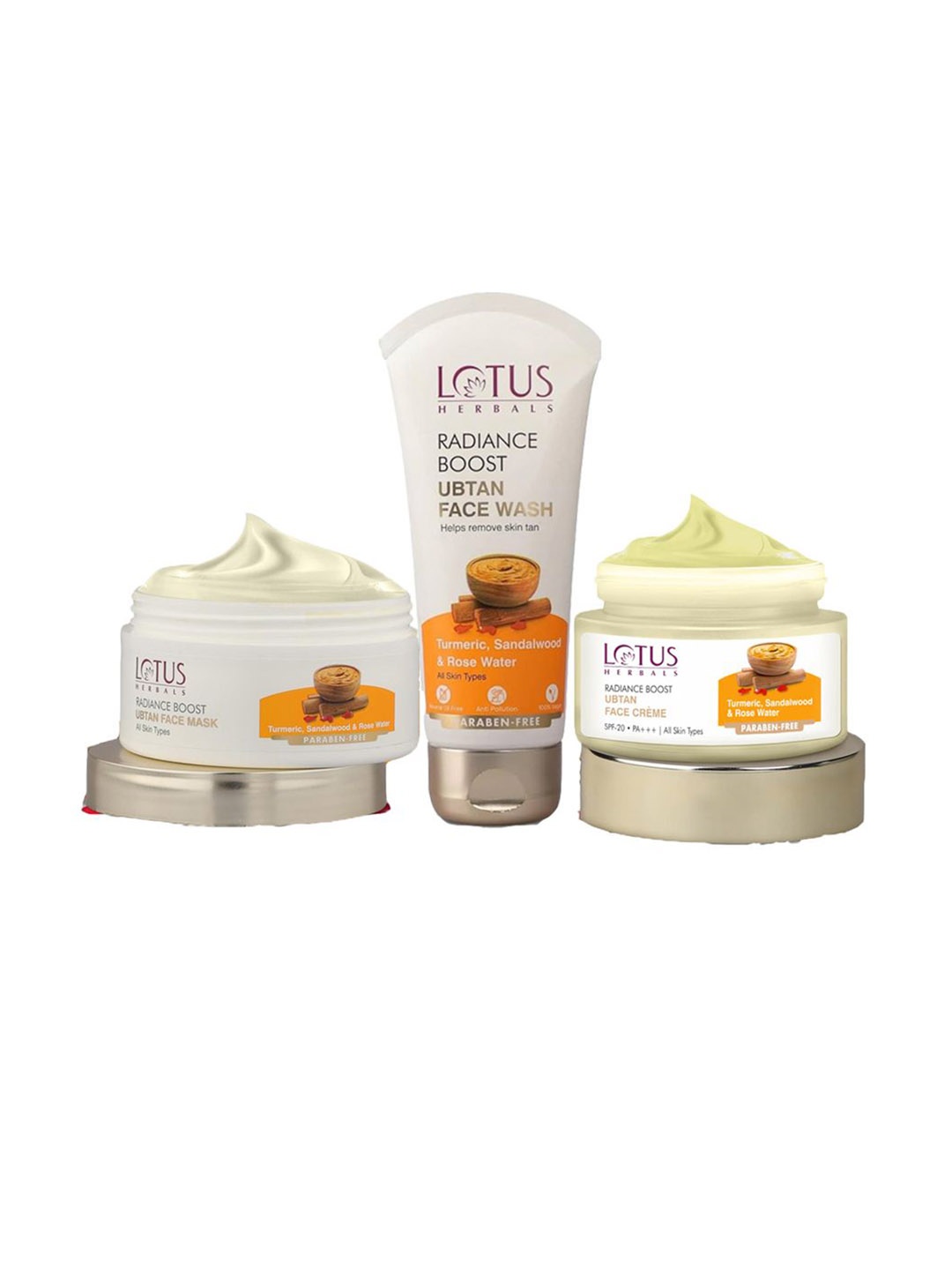 

Lotus Herbals Set Of 3 Ubtan Face Cream 50 g With Face Mask -100 g & Face Wash- 50 g, White