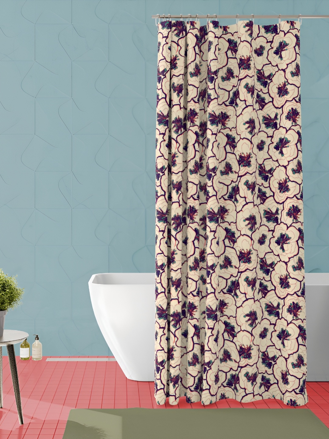 

ArtzFolio Beige & Green Floral Printed Water Proof Shower Curtain